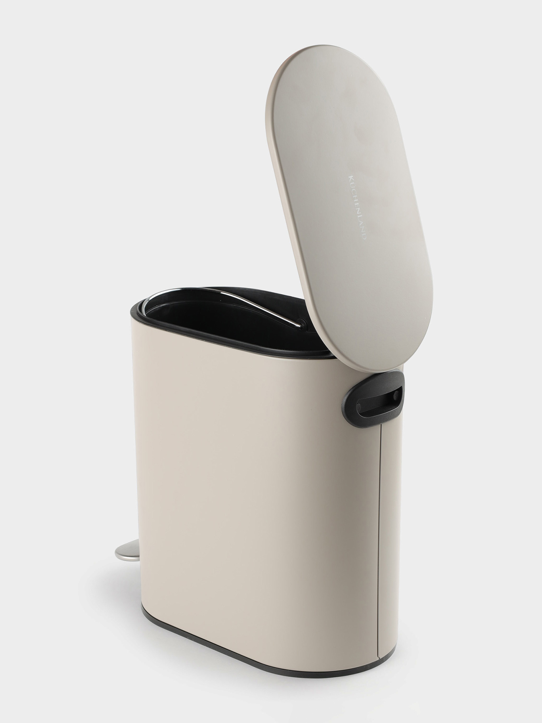 Waste container, 5 l, with pedal, steel / plastic, beige-grey, Giza