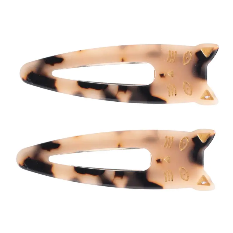 Hair clip, 6 cm, 2 pcs, Acrylic / metal, tortoiseshell, Cats, Cat