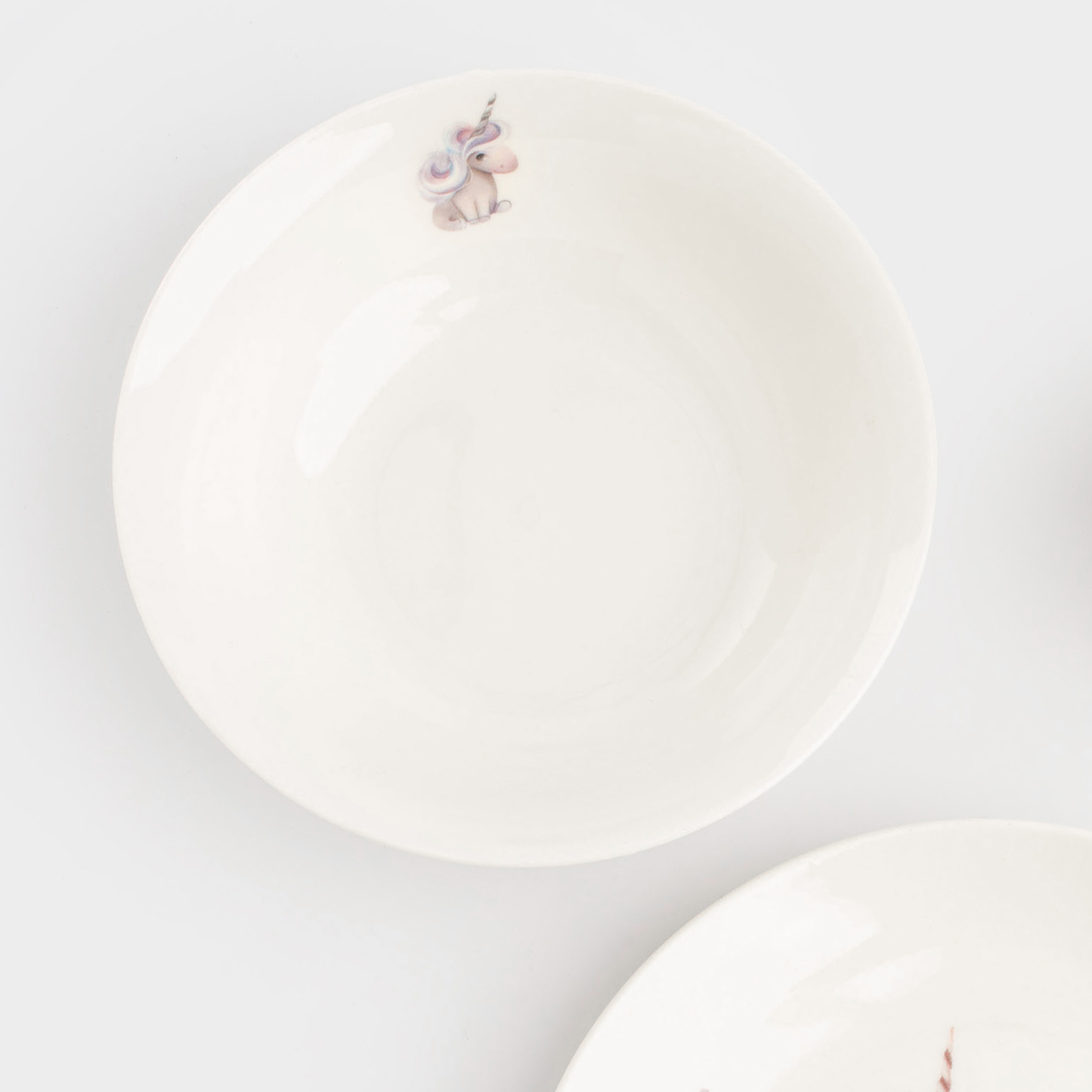 Children's tableware set, 3 items, porcelain N, white, Unicorn and month, Unicorn, image-4