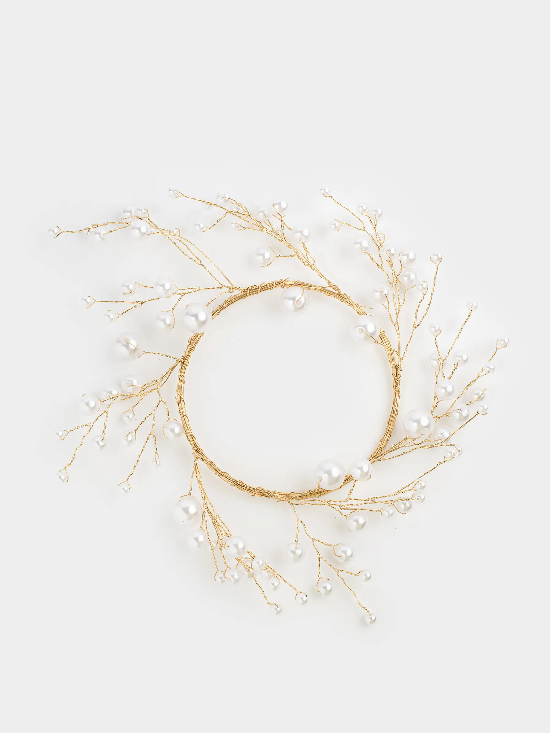 Napkin ring, 5 cm, plastic / metal, champagne, Pearls, Balls decor, image-0