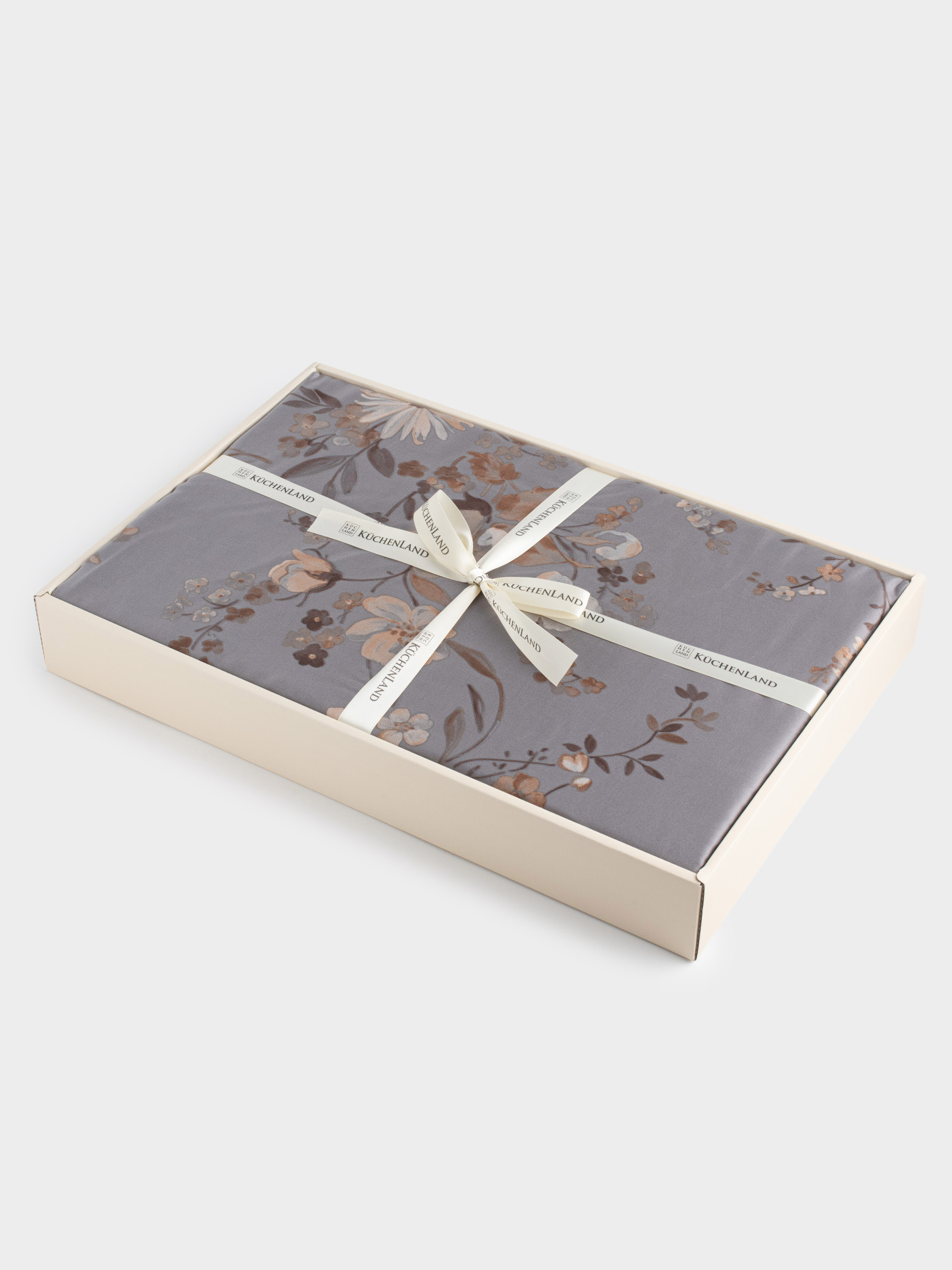 Bed linen set, euro, Tencel 300 TC, grey, Flowers and leaves, Tencel, image-7