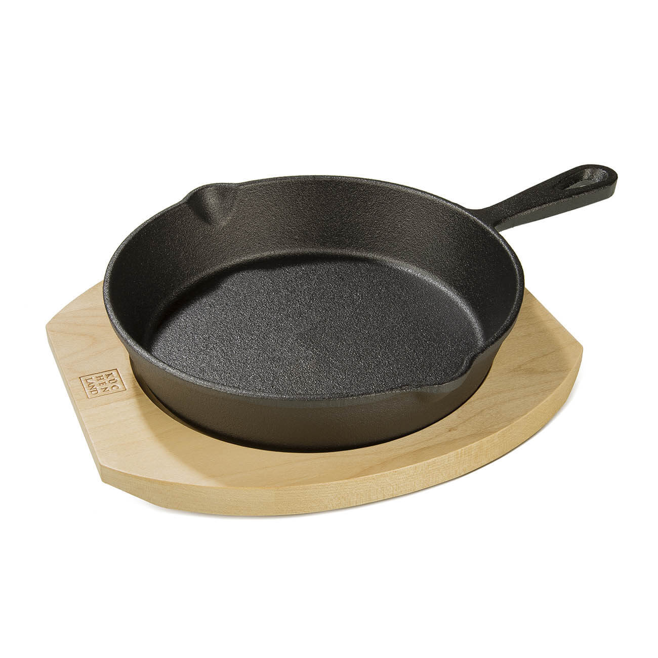 Frying Pan with base, 20 cm, cast iron/wood, round, black, Authentic