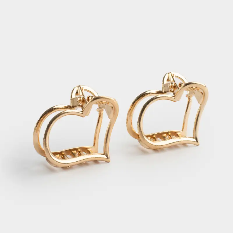 Hair clip, 2 cm, 2 pcs, metal, gold, Heart, Fantastic gold ,image-0