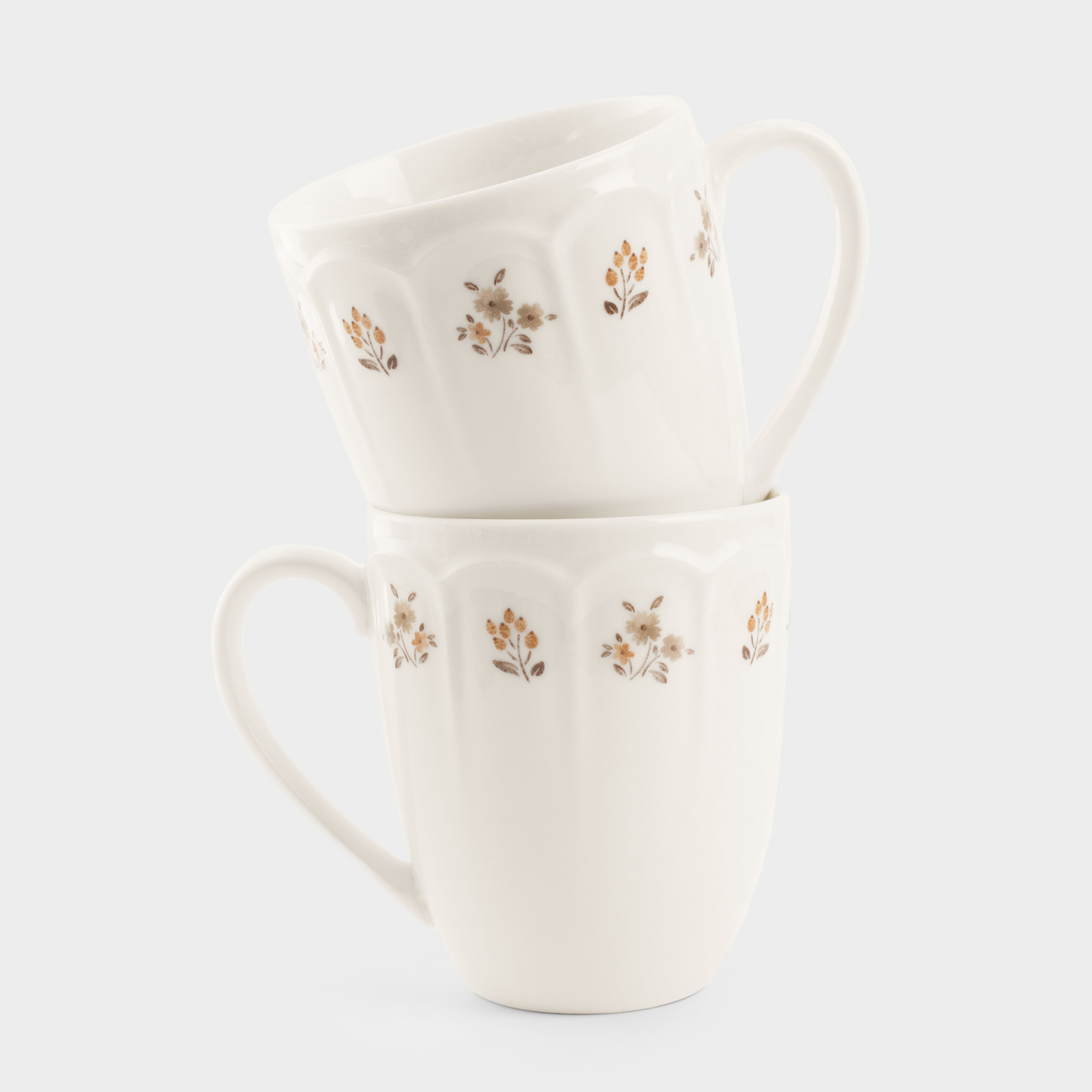 Mug, 380 ml, 2 pcs, porcelain N, white, Vintage flowers, La flore, image-0