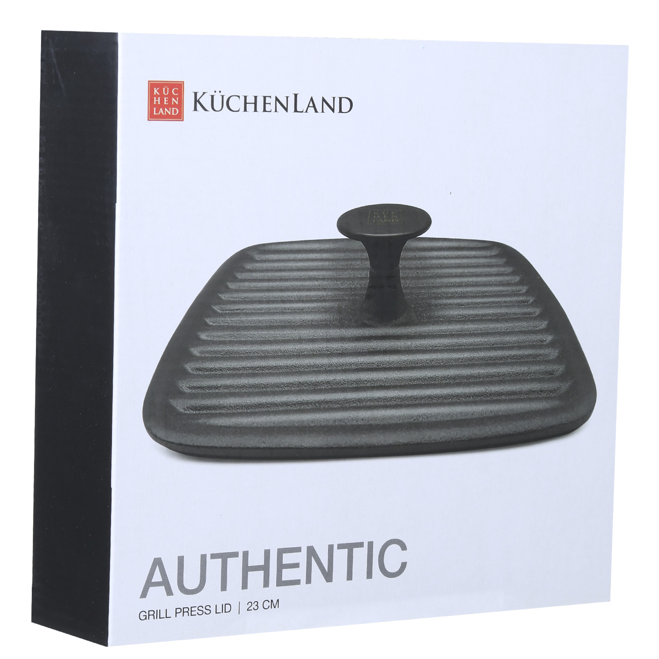 Grill press cover, 23 cm, cast iron, square, Black, Authentic