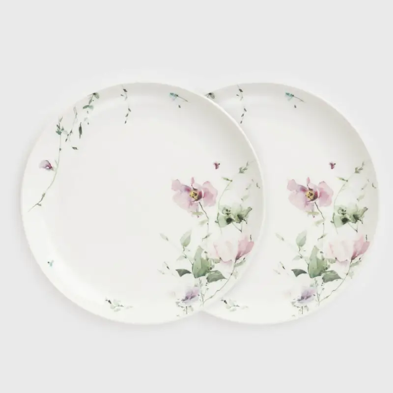 Snack plate, 21 cm, 2 pcs, porcelain N, white, Lilac flowers, Floret