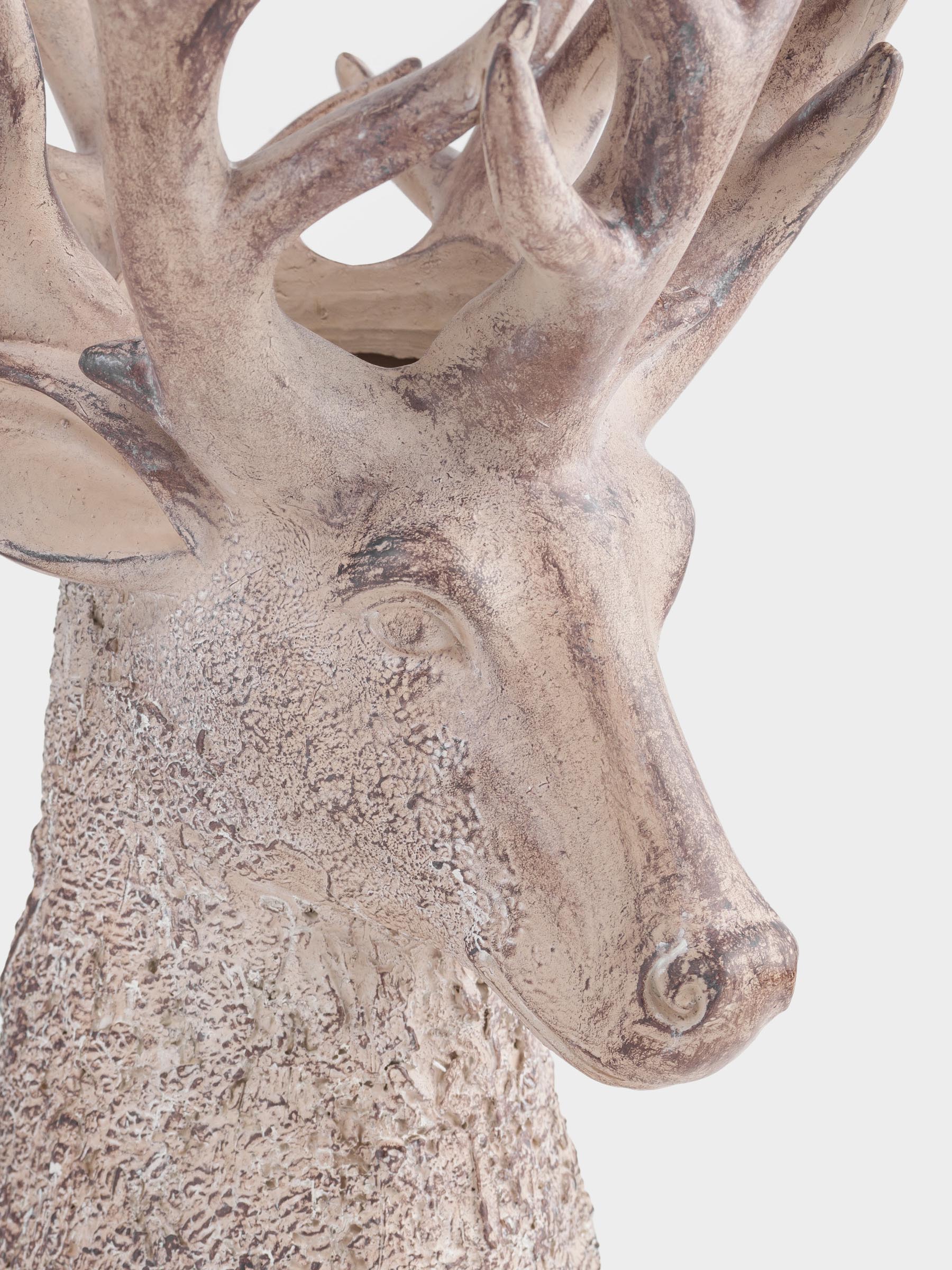 Decorative vase, 40 cm, polyresin, brown, Deer head, Deer, image-2