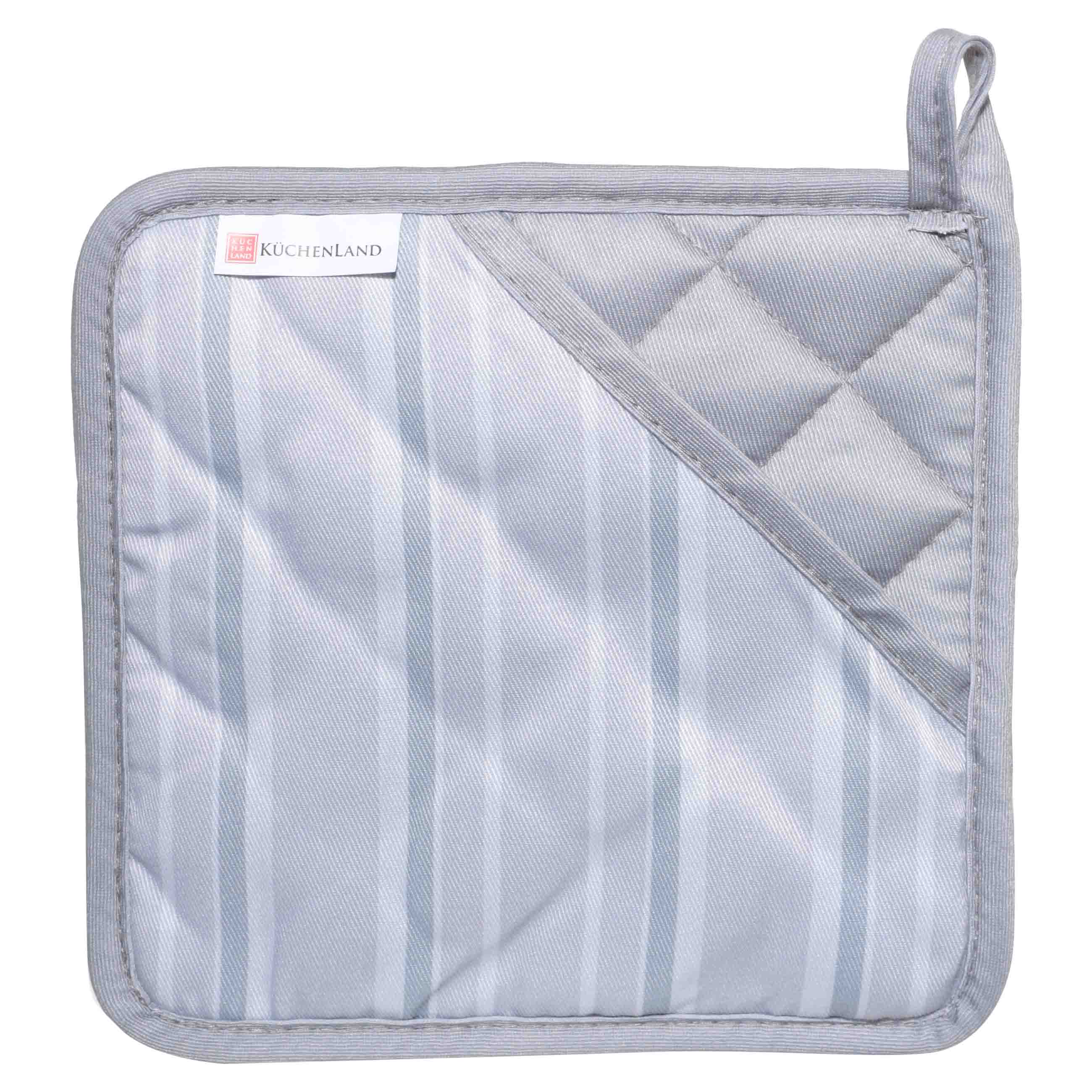 Pot holder, 18 cm, silicone/cotton, Square, Gray, Stripe, Bakery, image-0