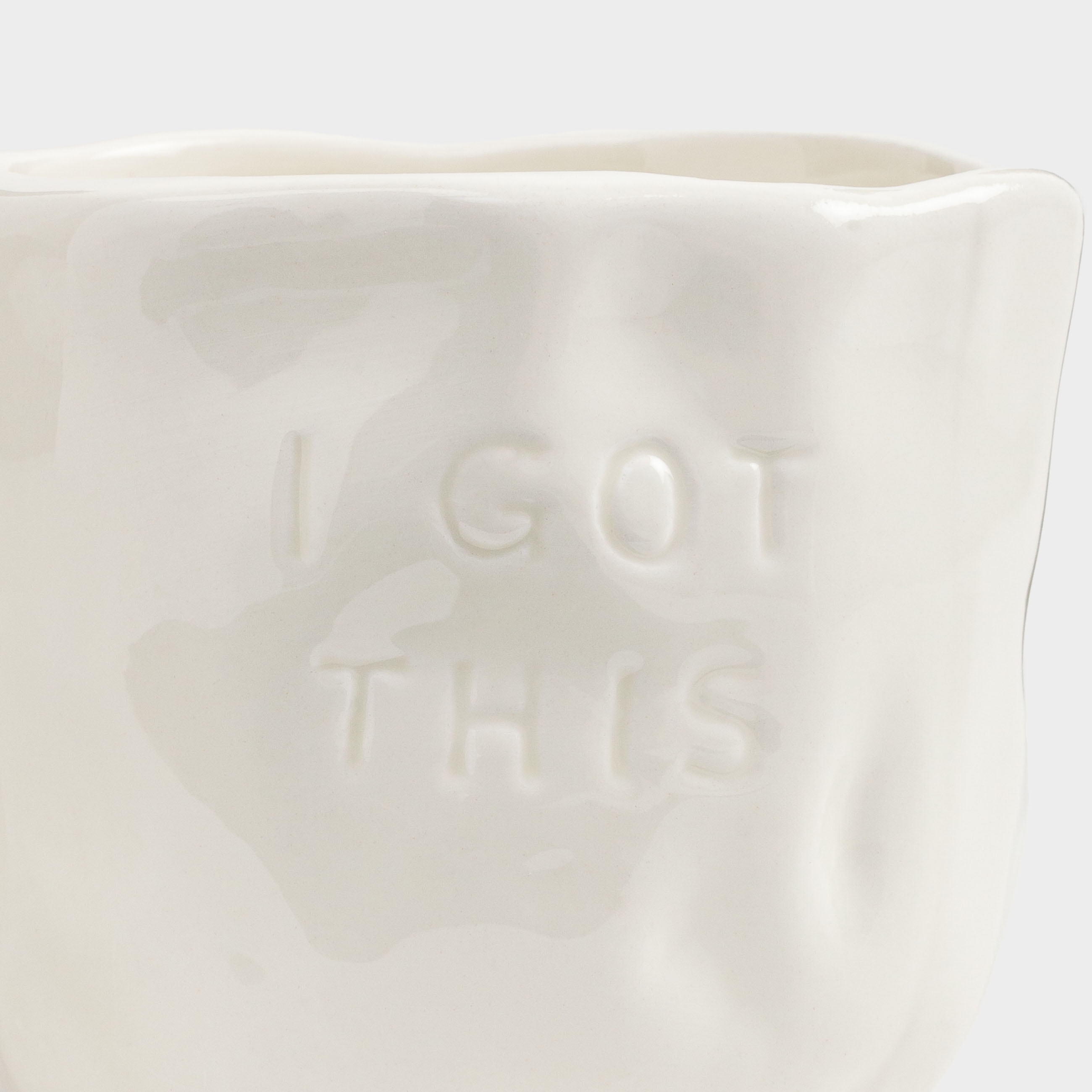 Mug, 440 ml, ceramic, milky, Crumpled effect, I got this, Crumple words           , image-6