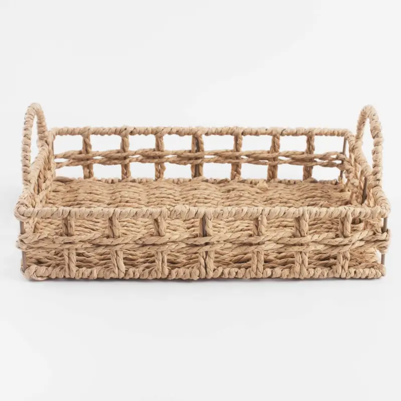 Tray, 29x20 cm, wicker, with handles, cellulose, Rectangular, Braided