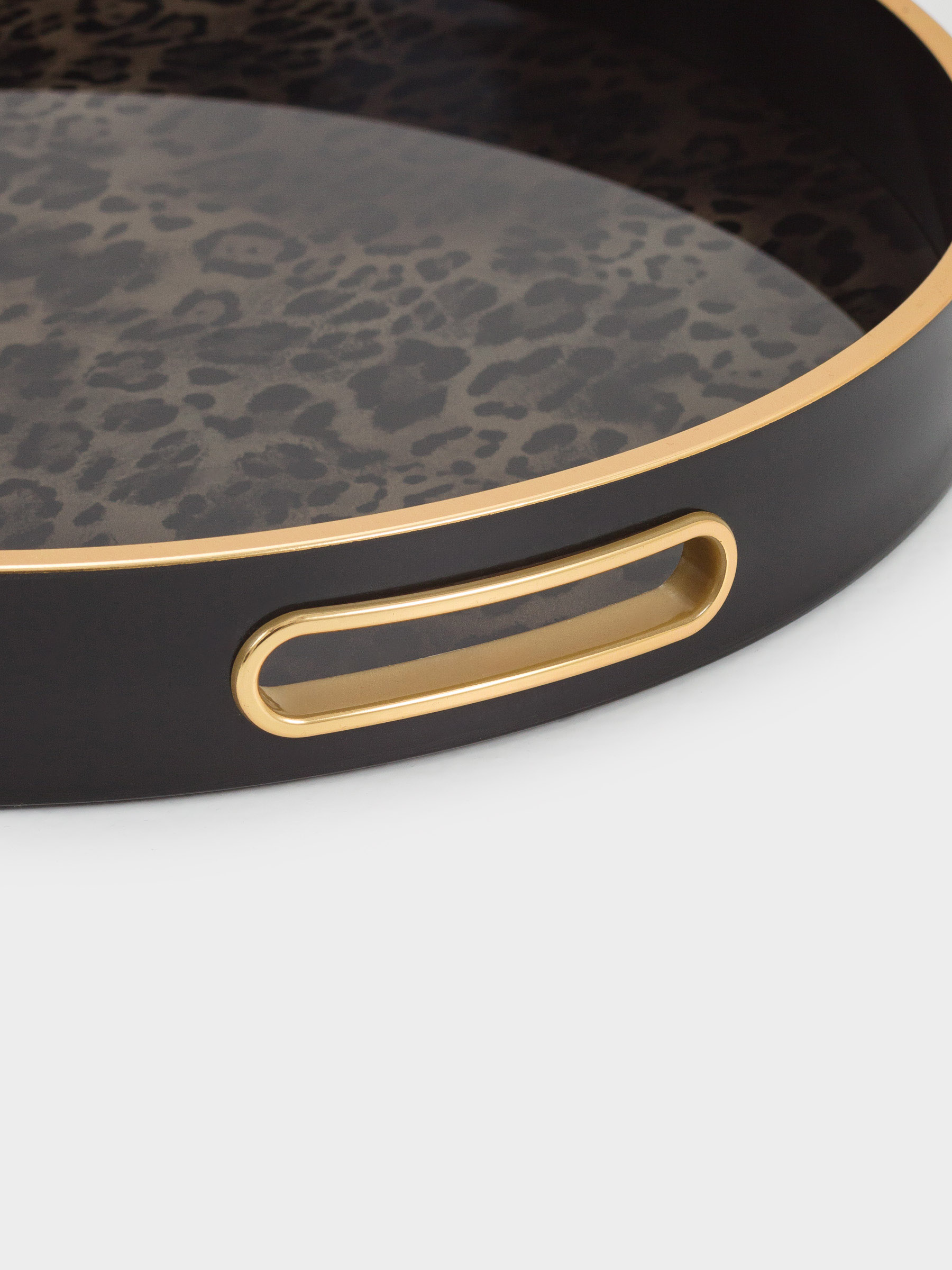 Tray, 45 cm, plastic / glass, round, Black, Leopard, Leopard, image-5