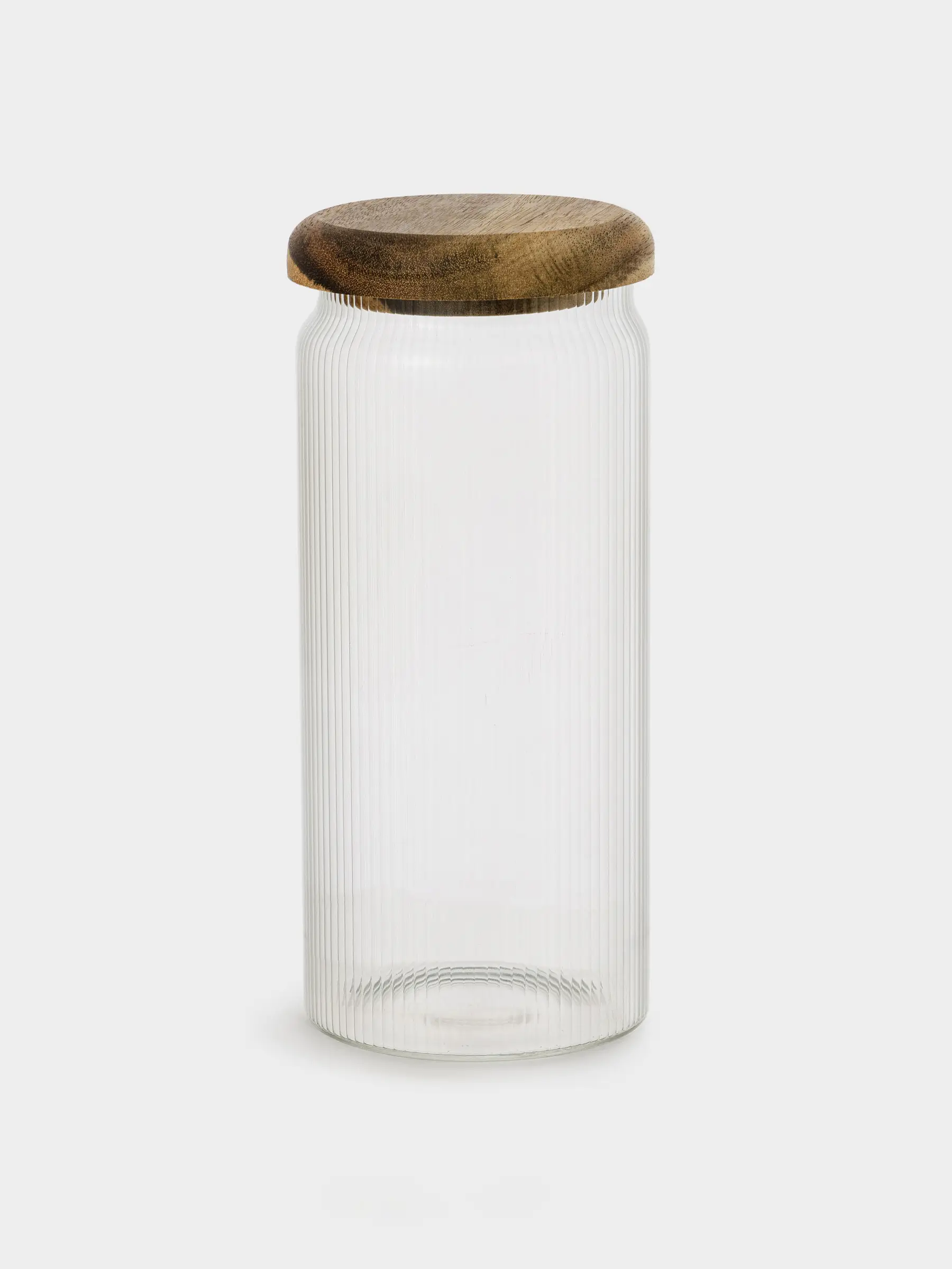 Bulk products jar, 1 l, glass R / wood, Ribby wood