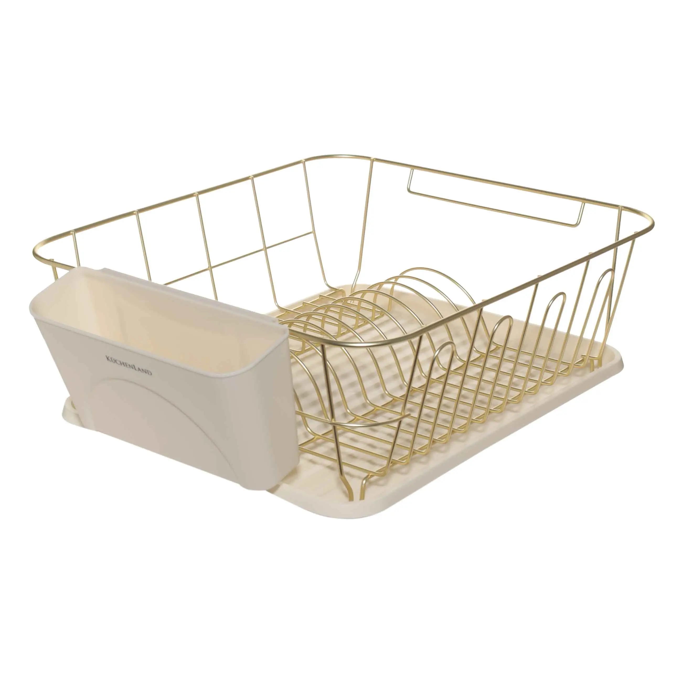 Dish dryer, 37x33 cm, with tray, metal / plastic, milkyy gold, Drying, image-0