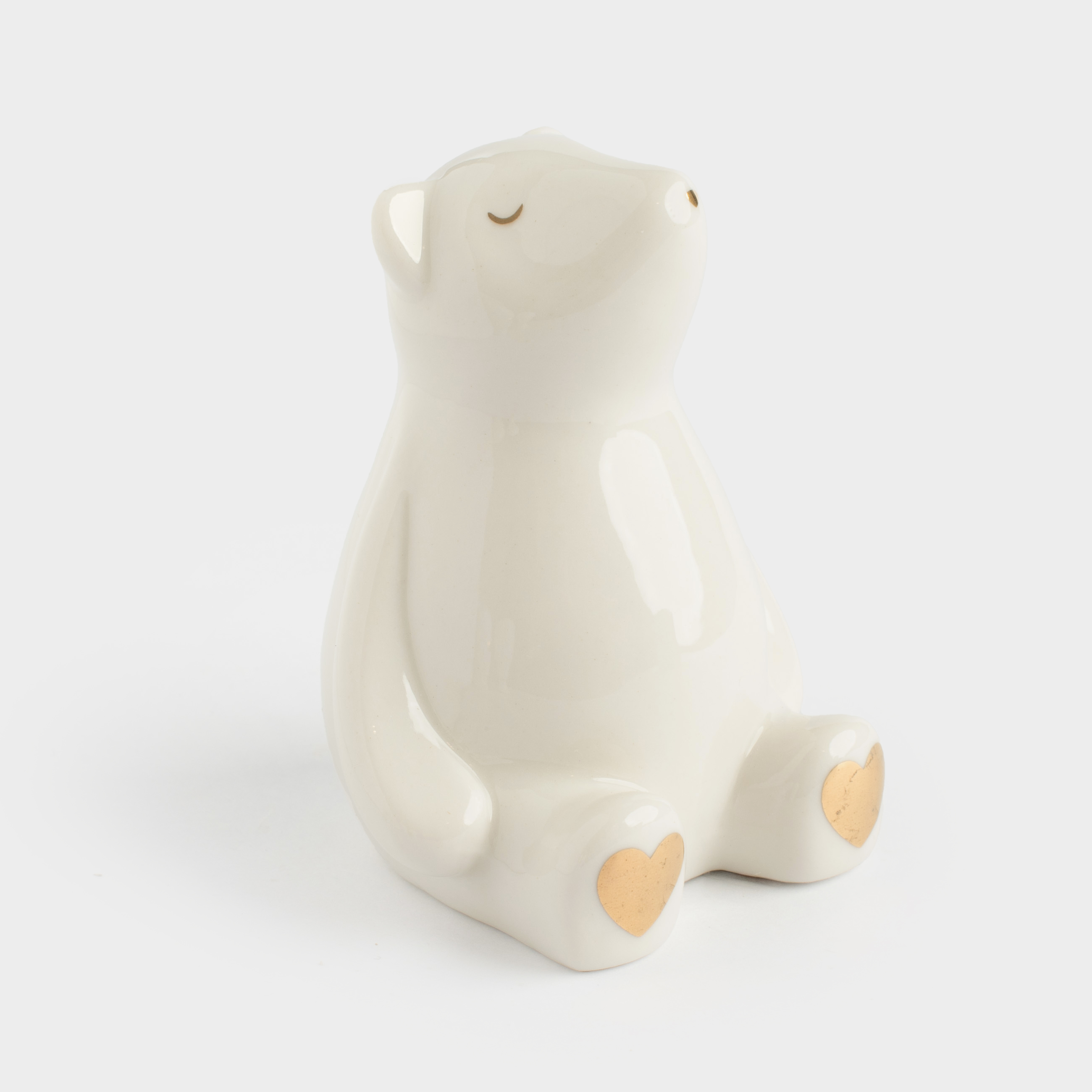 Statuette, 8 cm, porcelain P, milky-gold, Bear, Bear
