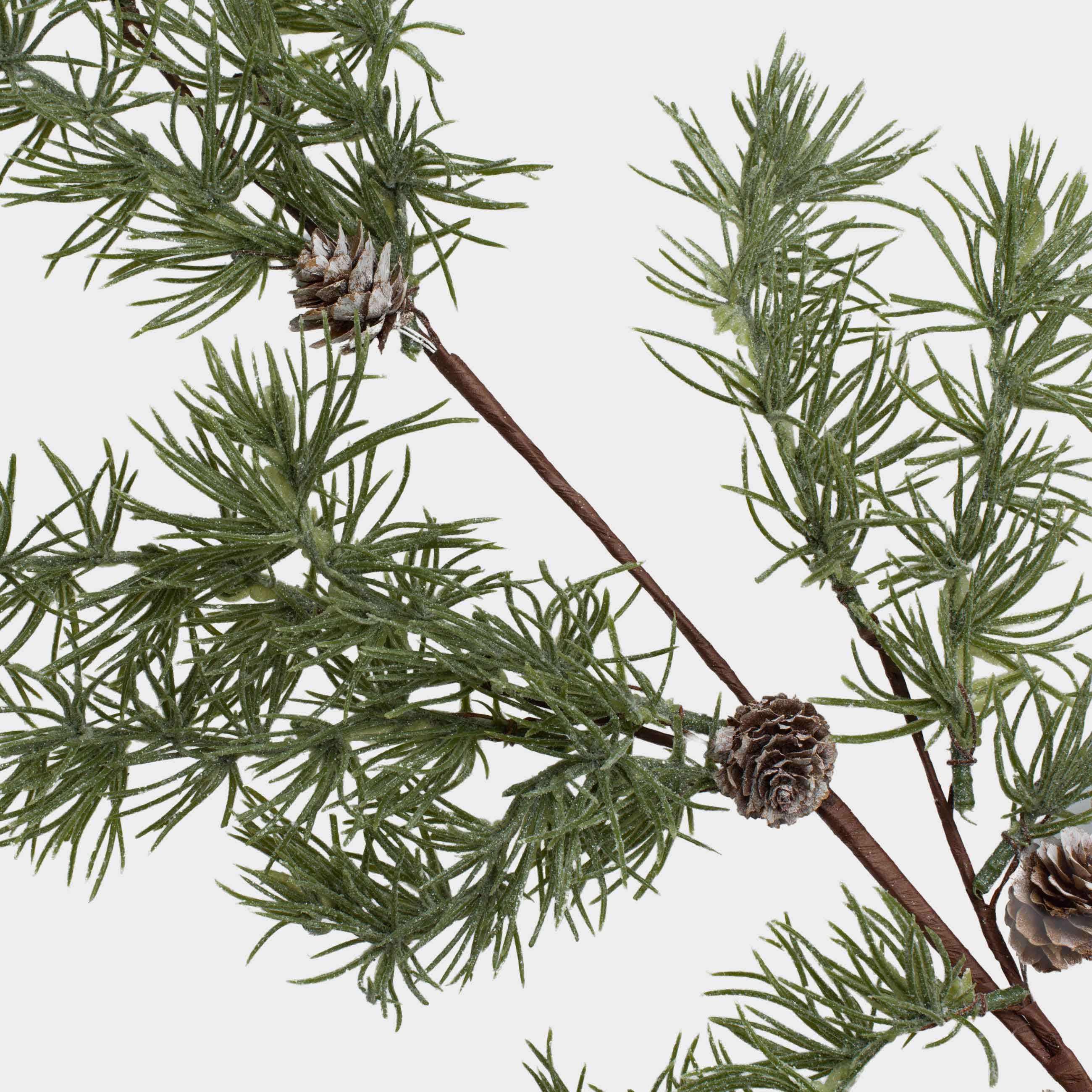 Decorative branch, 96 cm, polyethylene / metal, Snow-covered needles with cones, Conifer decor, image-2