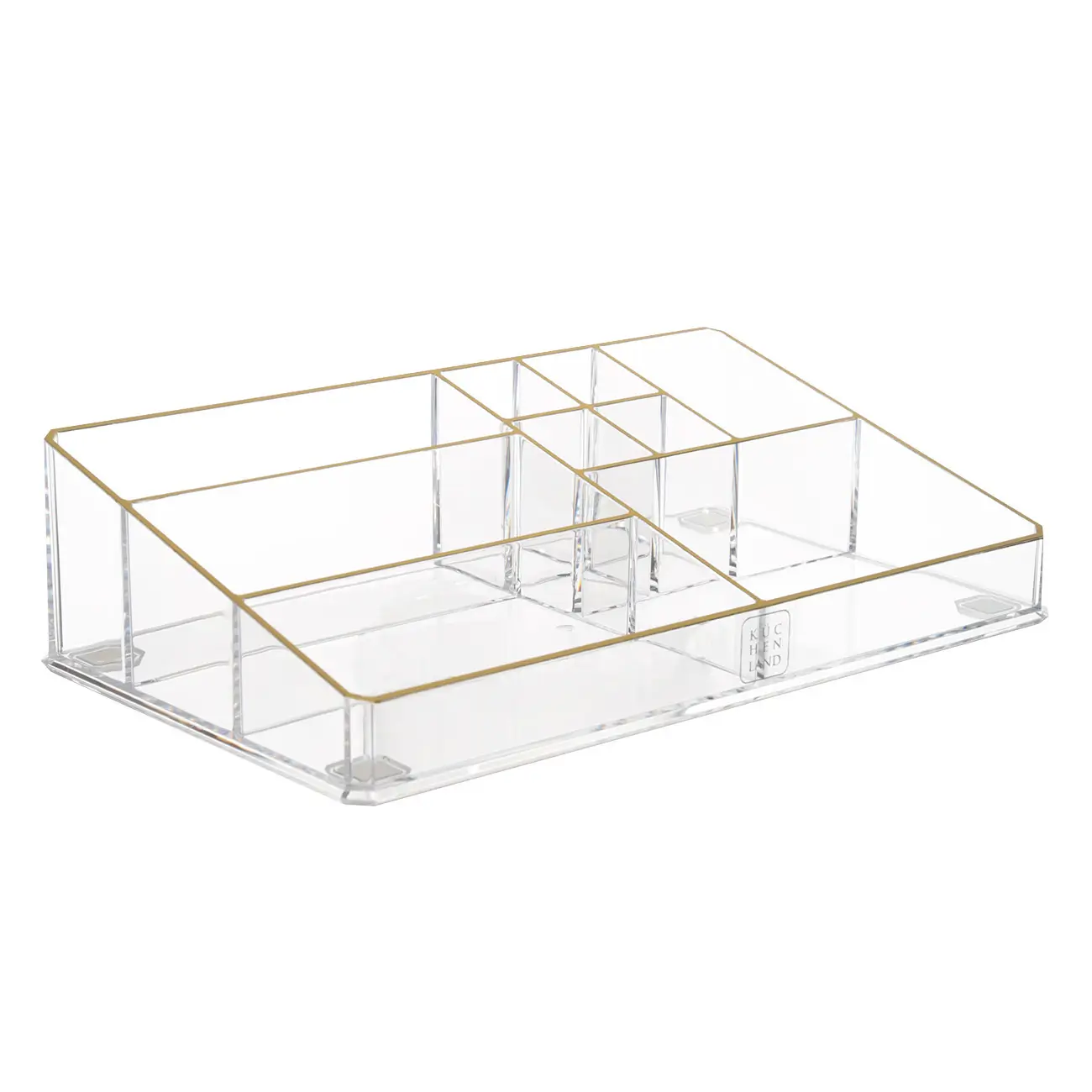 Organizer for cosmetics, 28x7 cm, 9 otd, plastic, gold edging, Dorado