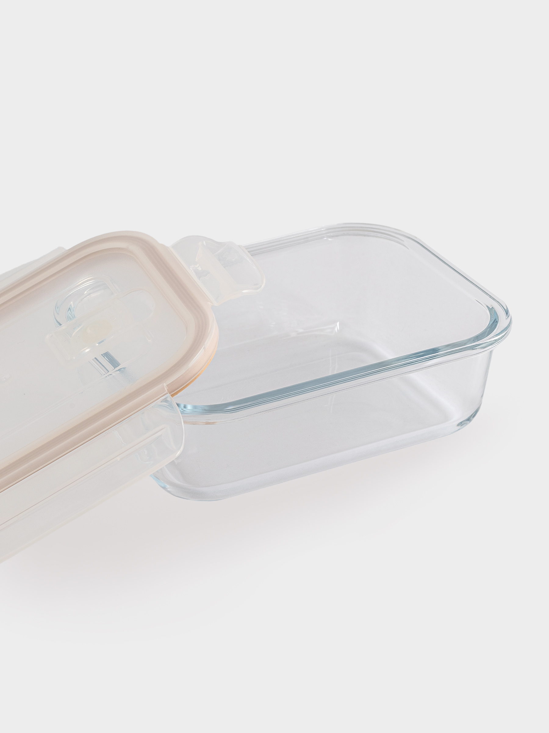 Container, 640 ml, with clips, with valve, glass T / plastic, rectangular, Soft kitchen, image-3