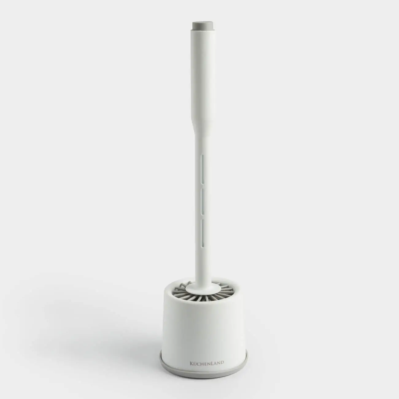 Toilet brush, 41 cm, with stand and detergent dispenser, rubber/plastic, grey-white, Click, image-0