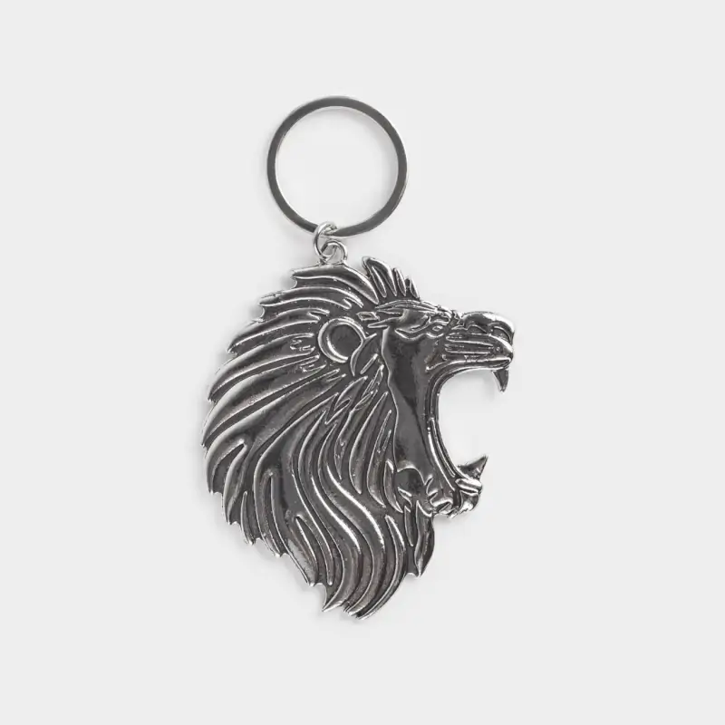 Keychain bottle opener, 8 cm, steel, Lion, Leo