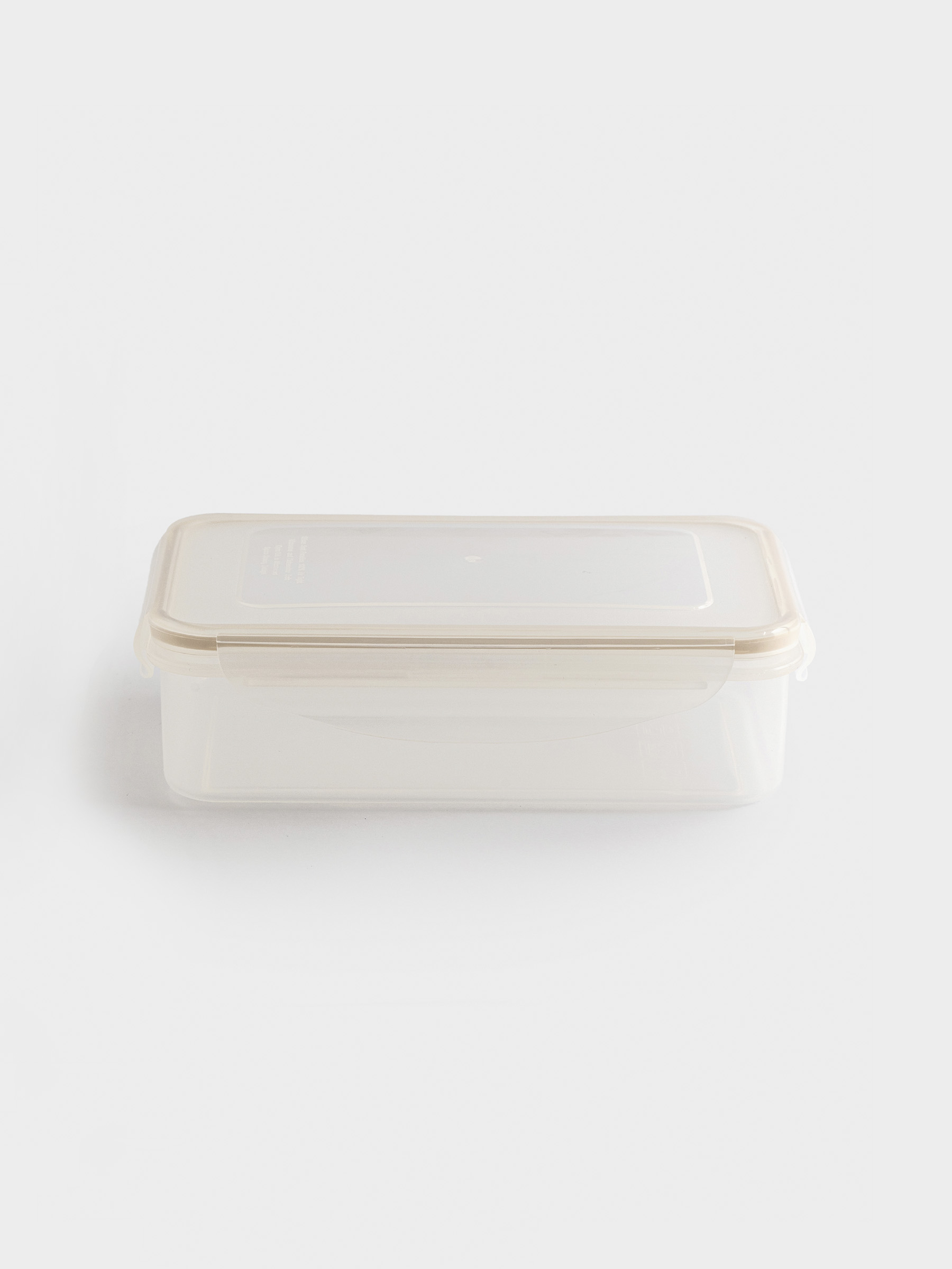Container, 800 ml, with clips, plastic / silicone, rectangular, beige, Roomy clip, image-0