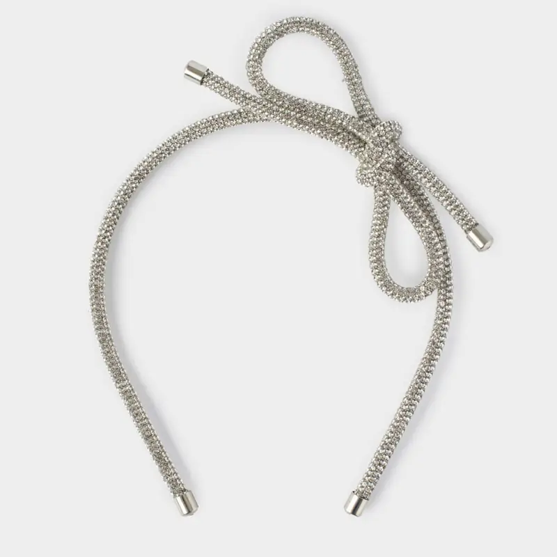 Hair band, 12x14 cm, metal / rhinestones, silver, Jewelry crystal ,image-0