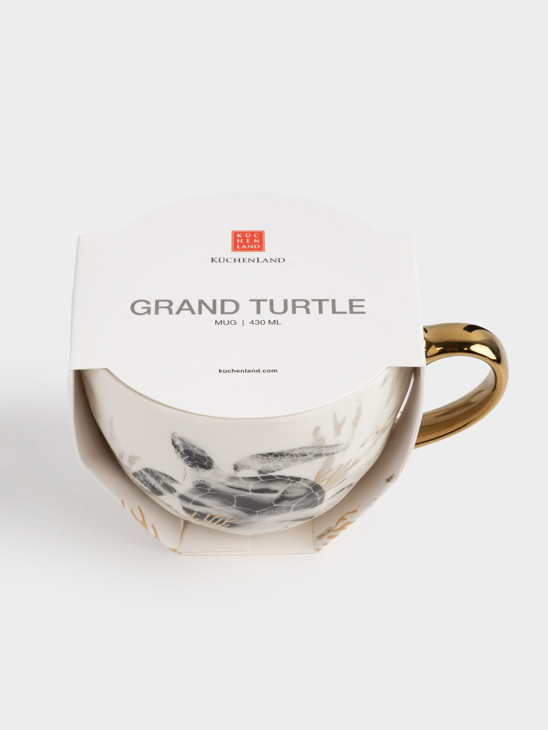 Mug, 430 ml, porcelain N, white and gold, Turtle, Grand turtle, image-4