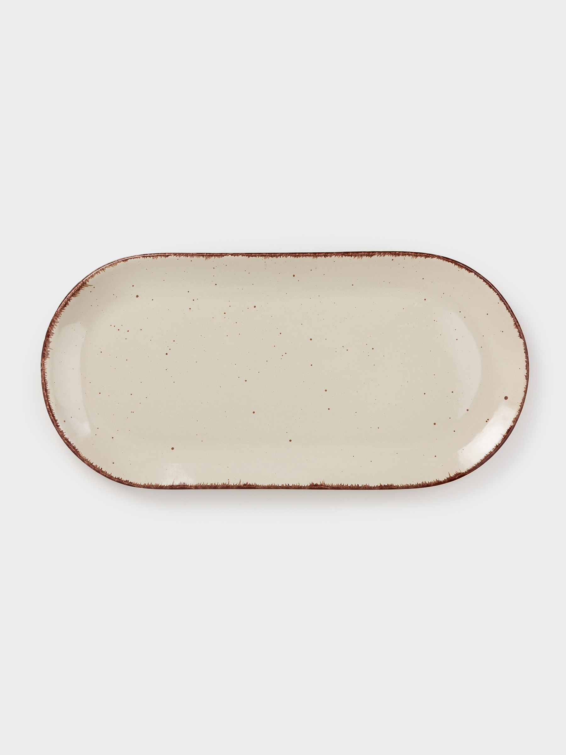 Dish, 37x18 cm, ceramic, oval, beige, Speckled, Speckled, image-1