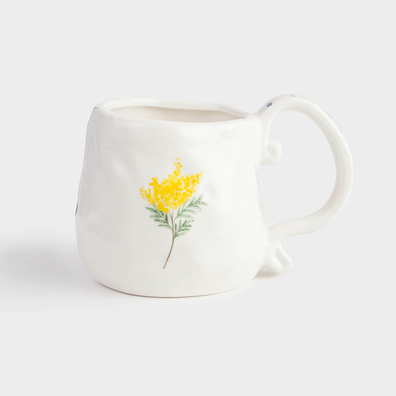 Mug, 530 ml, ceramic, milky, Mimosa and Myosotis, Crumple print