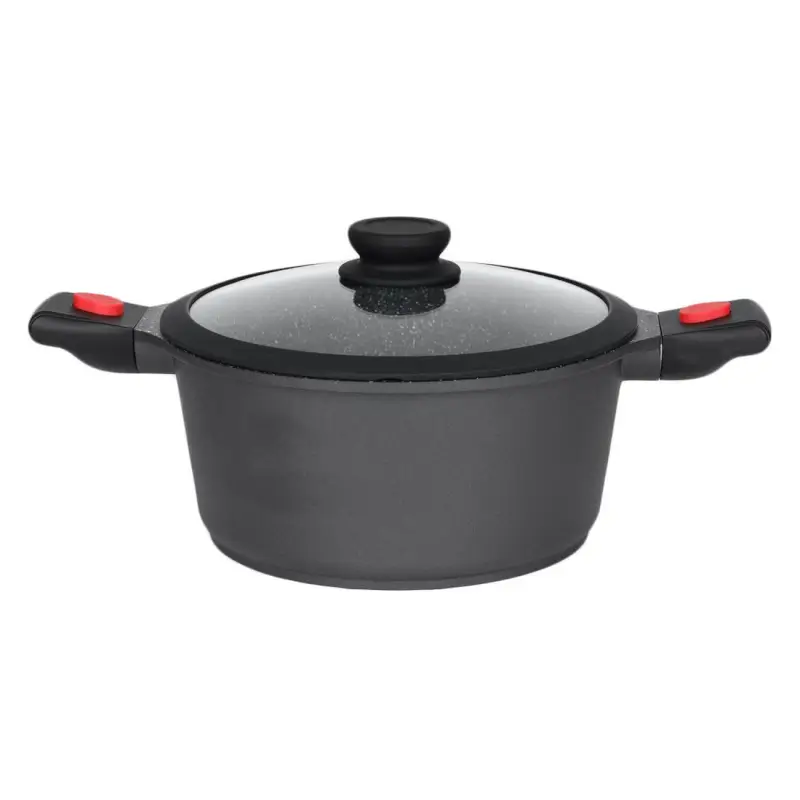 Pot, 24 cm, 4.5 l, with lid, removable handles, coated, aluminum, Solution Red 2