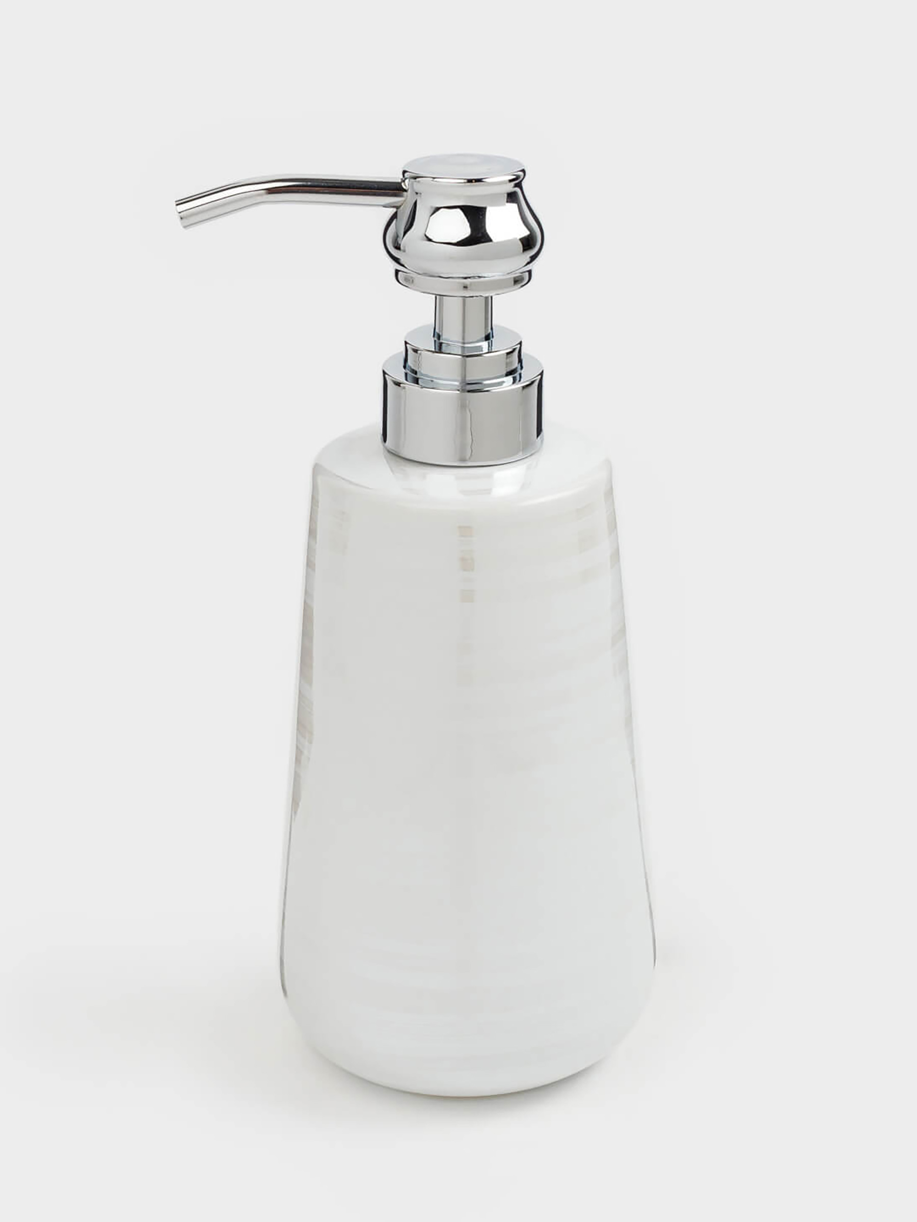 Liquid soap dispenser, 400 ml, ceramic / metal, white, mother of pearl, Odyssey