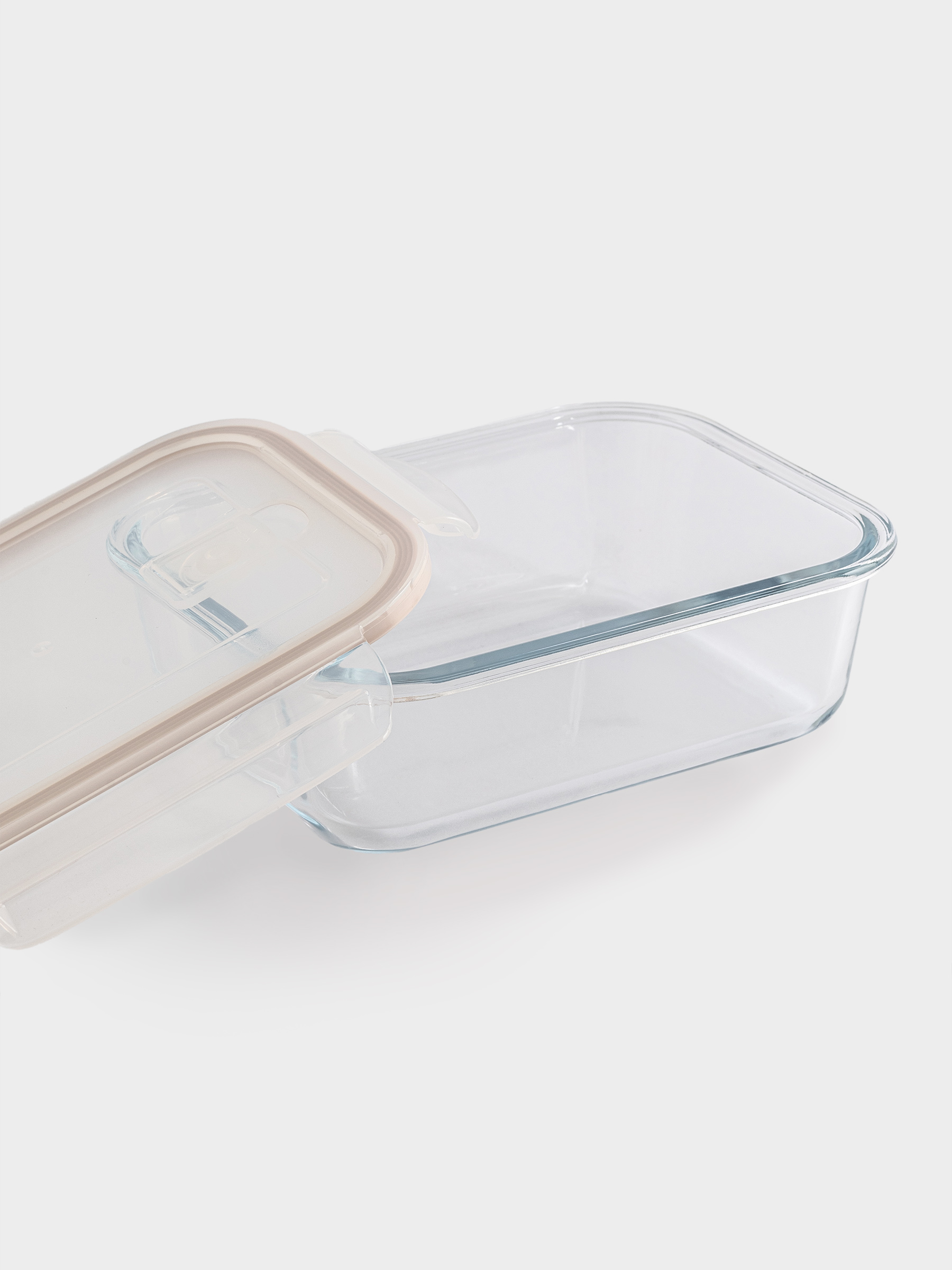 Container, 1 L, with clips, with valve, glass T / plastic, rectangular, Soft kitchen, image-4