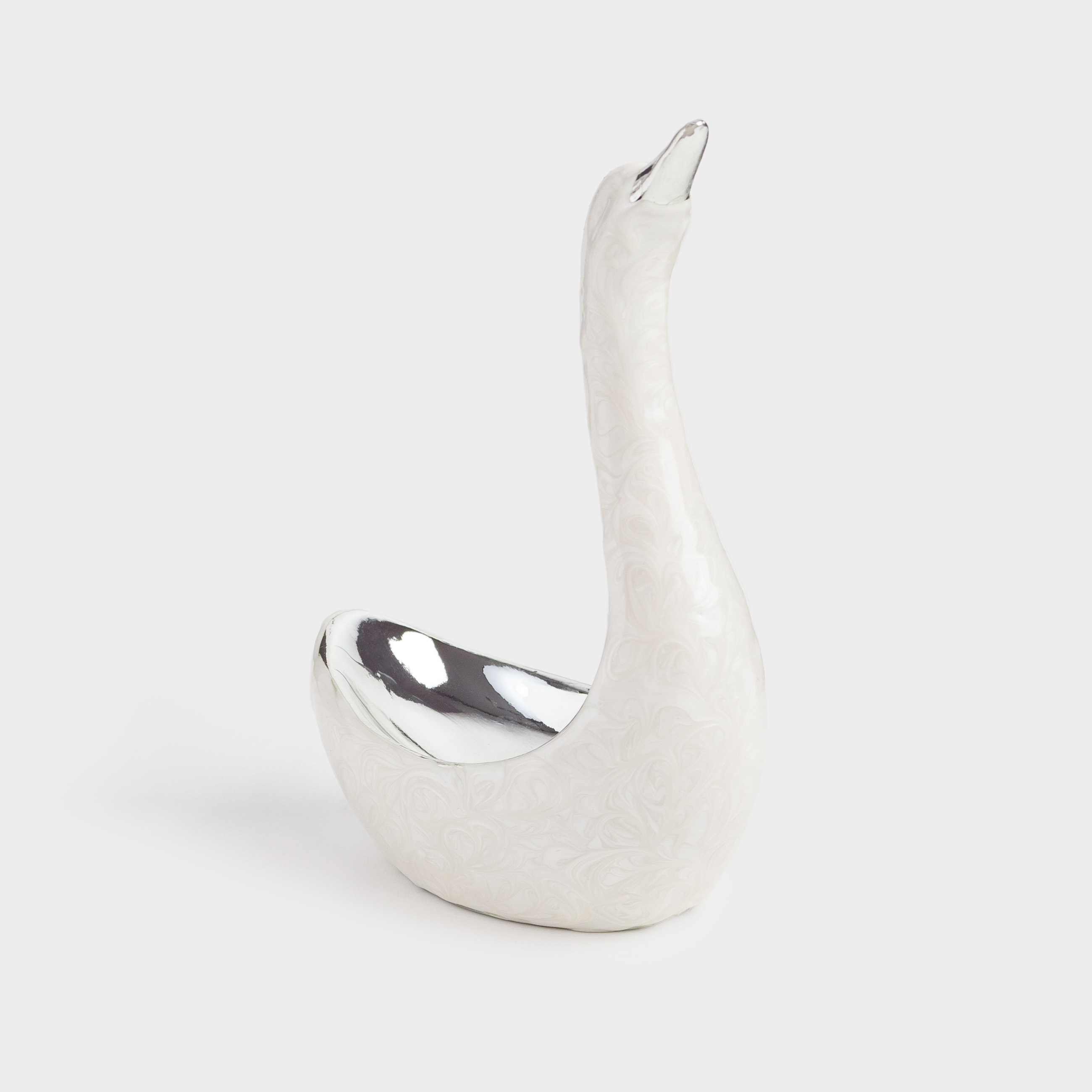 Jewelry holder, 10 cm, polyresin, silver-pearl, Swan, Fantastic