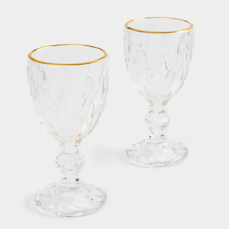 Shot glass, 50 ml, 2 pcs, glass R, with golden edging, Rhomb gold
