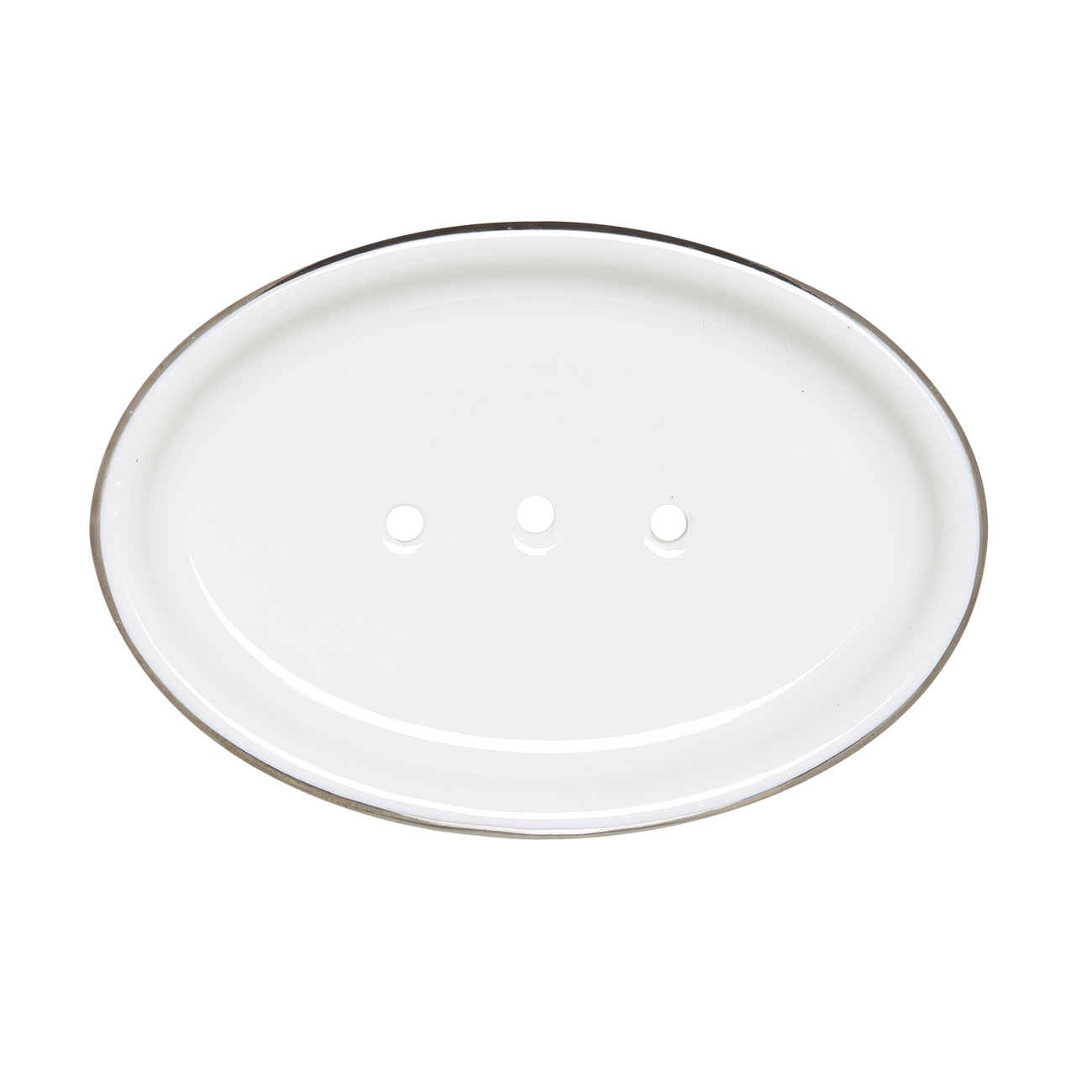 Soap dish, 13x9 cm, ceramic, oval, white, with silver edging, Kaliopa