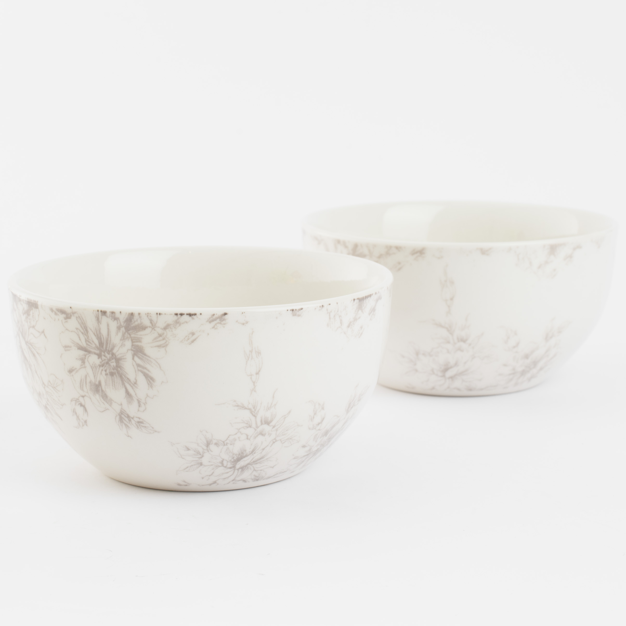 Salad bowl, 14x7 cm, 550 ml, 2 pcs, porcelain P, white, Beige flowers, Maleo