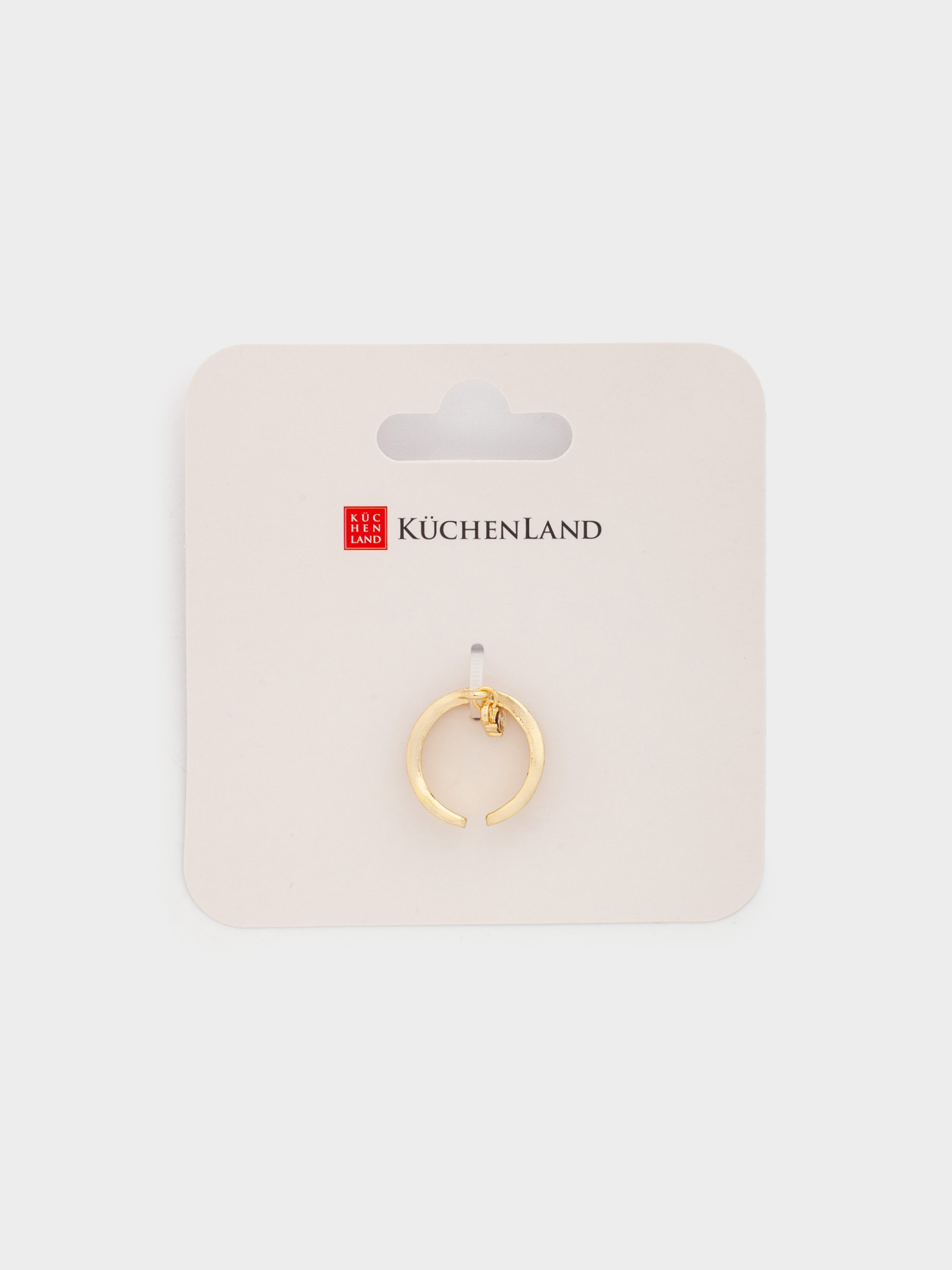 Ring, size S-M, single size, with pendant, metal, golden beige, Heart, Jewelry heart, image-3