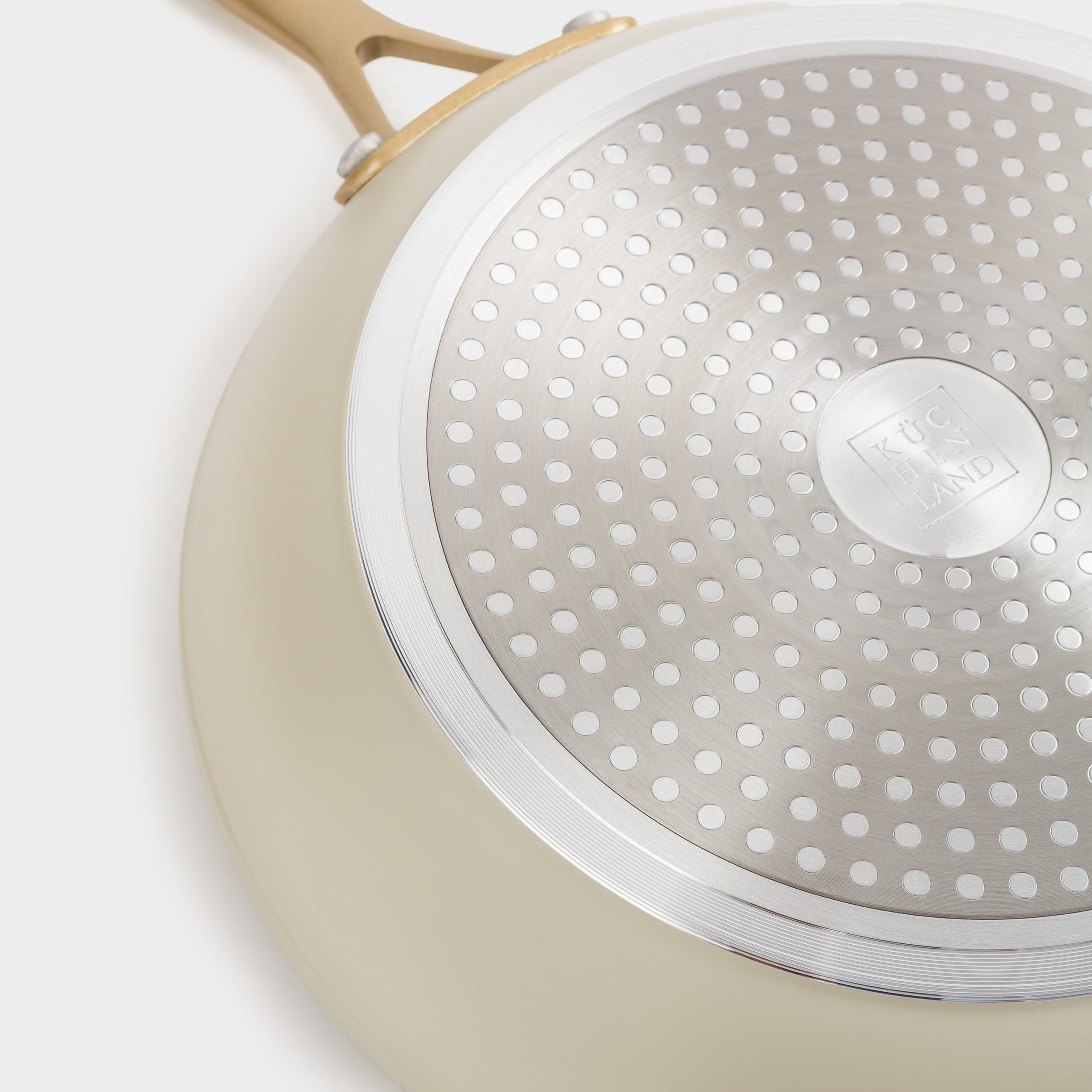 Frying pan, 24 cm, coated, aluminum, milky, Piatto gold