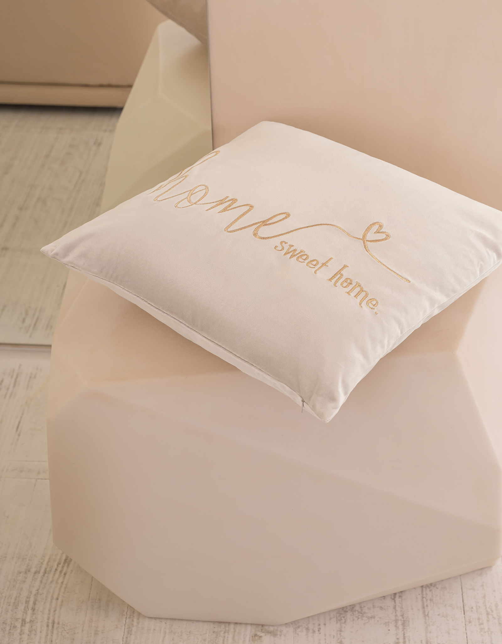 Decorative pillow, 45x45, corduroy, gray-brown, Sweet home, Scroll, image-4