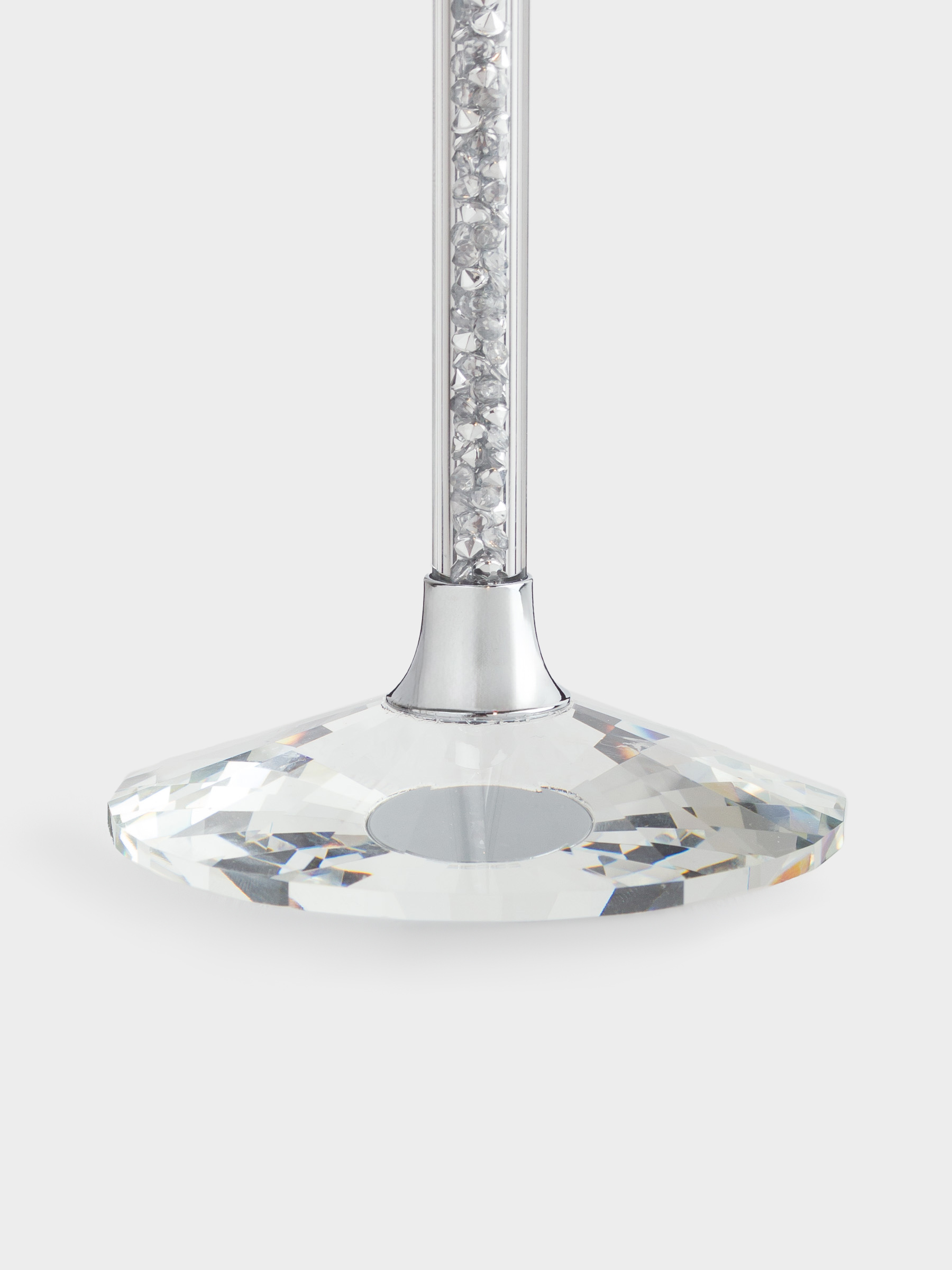 Candlestick, 15 cm, for a thin candle, on a leg, glass / rhinestones, Silver crystals, Diamond, image-3