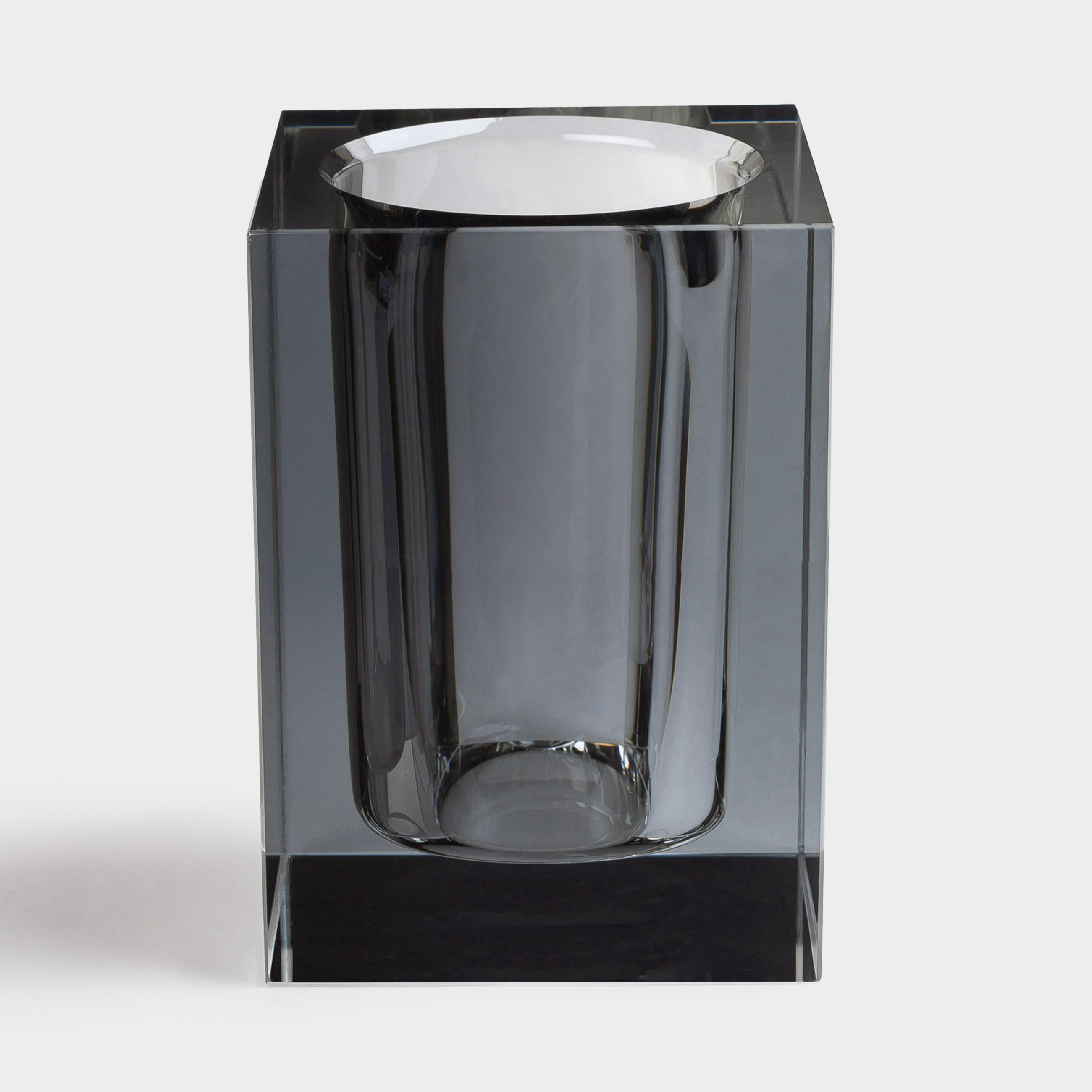 Bathroom tumbler, 16 cm, glass, grey, Cube color, image-0