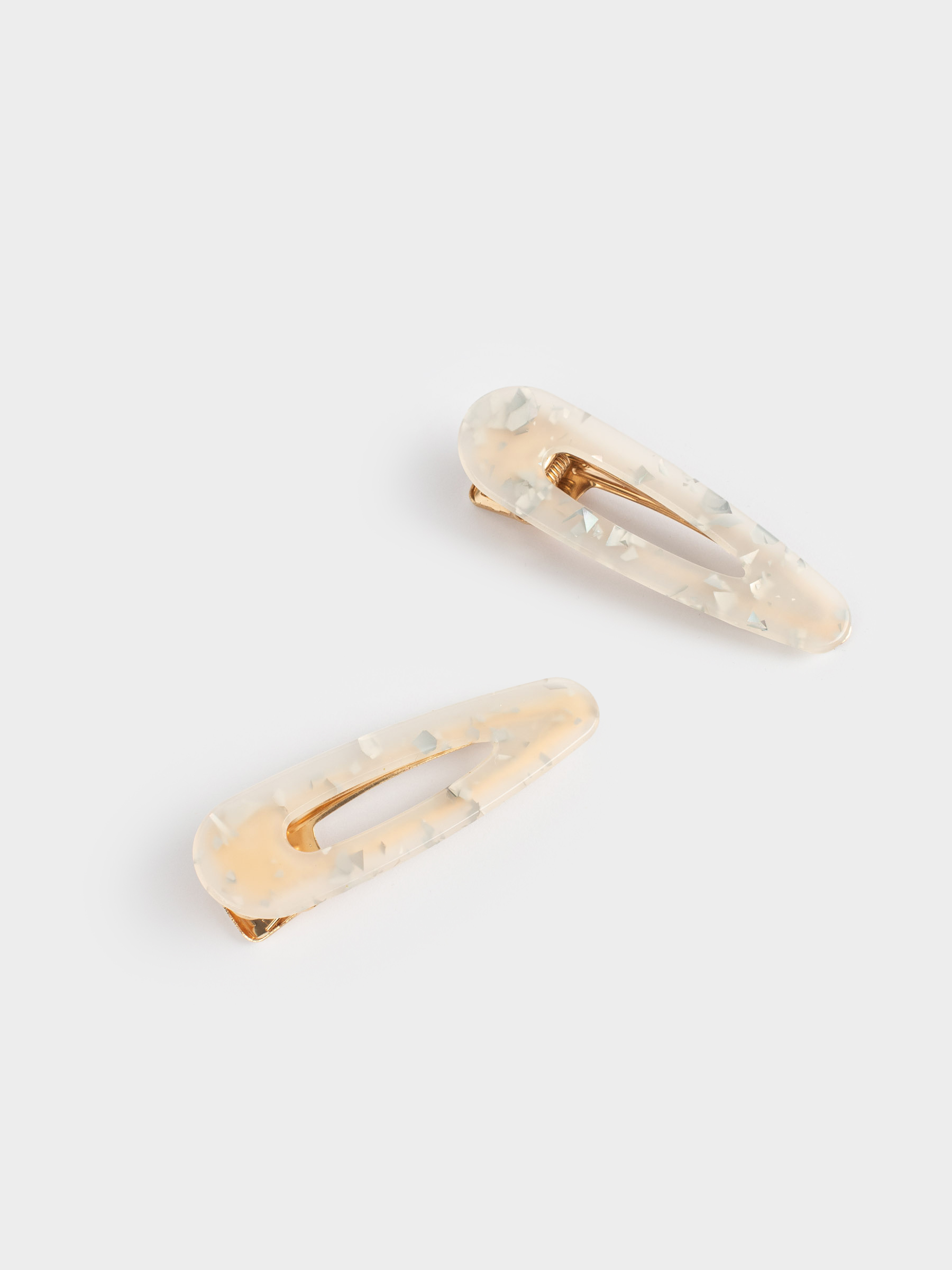 Hair clip, 7 cm, 2 pcs, Acrylic / metal, mother of pearl, Glam, Glam, image-1