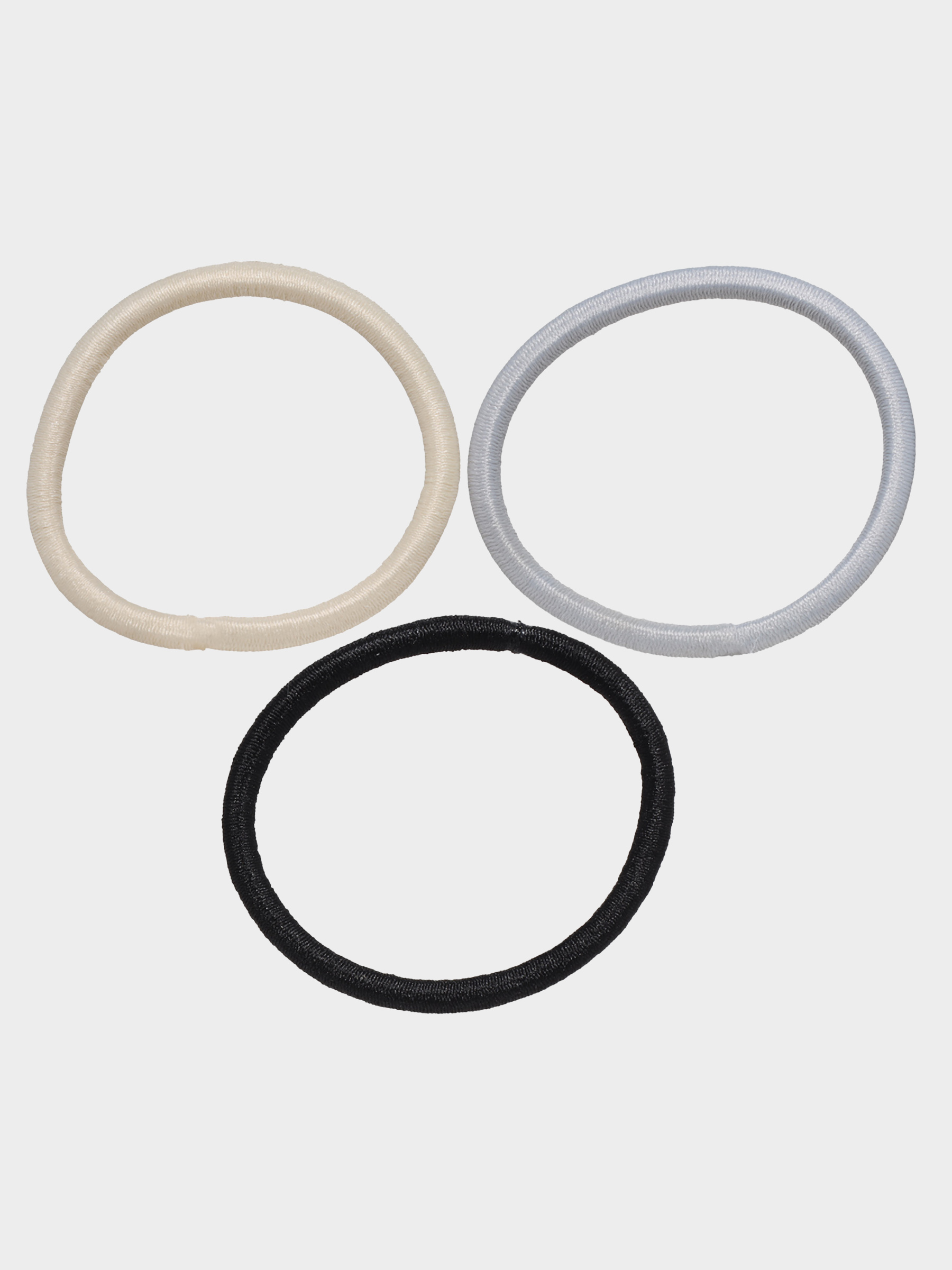 Elastic band for hair, 5 cm, 24 pcs, polyester, black/gray / beige, Basic