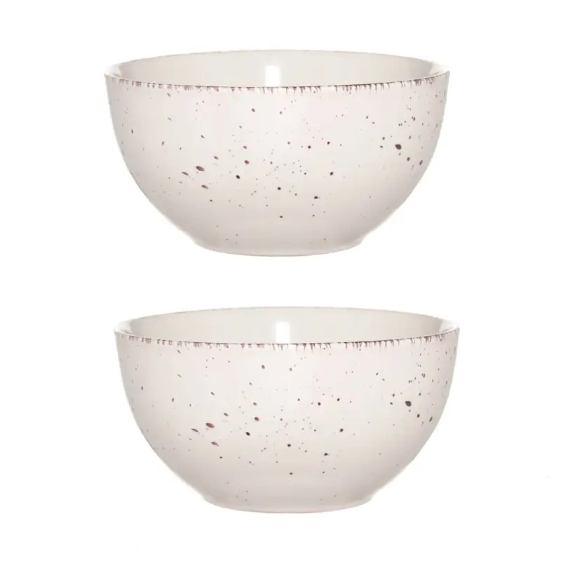 Soup plate, 14x7 cm, 2 pieces, ceramic, beige, speckled, Speckled