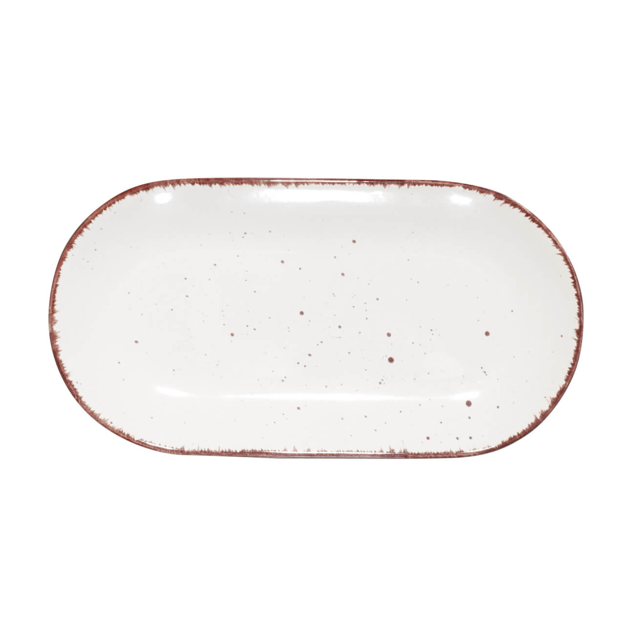 Dish, 25x13 cm, ceramic, oval, beige, Speckled, Speckled