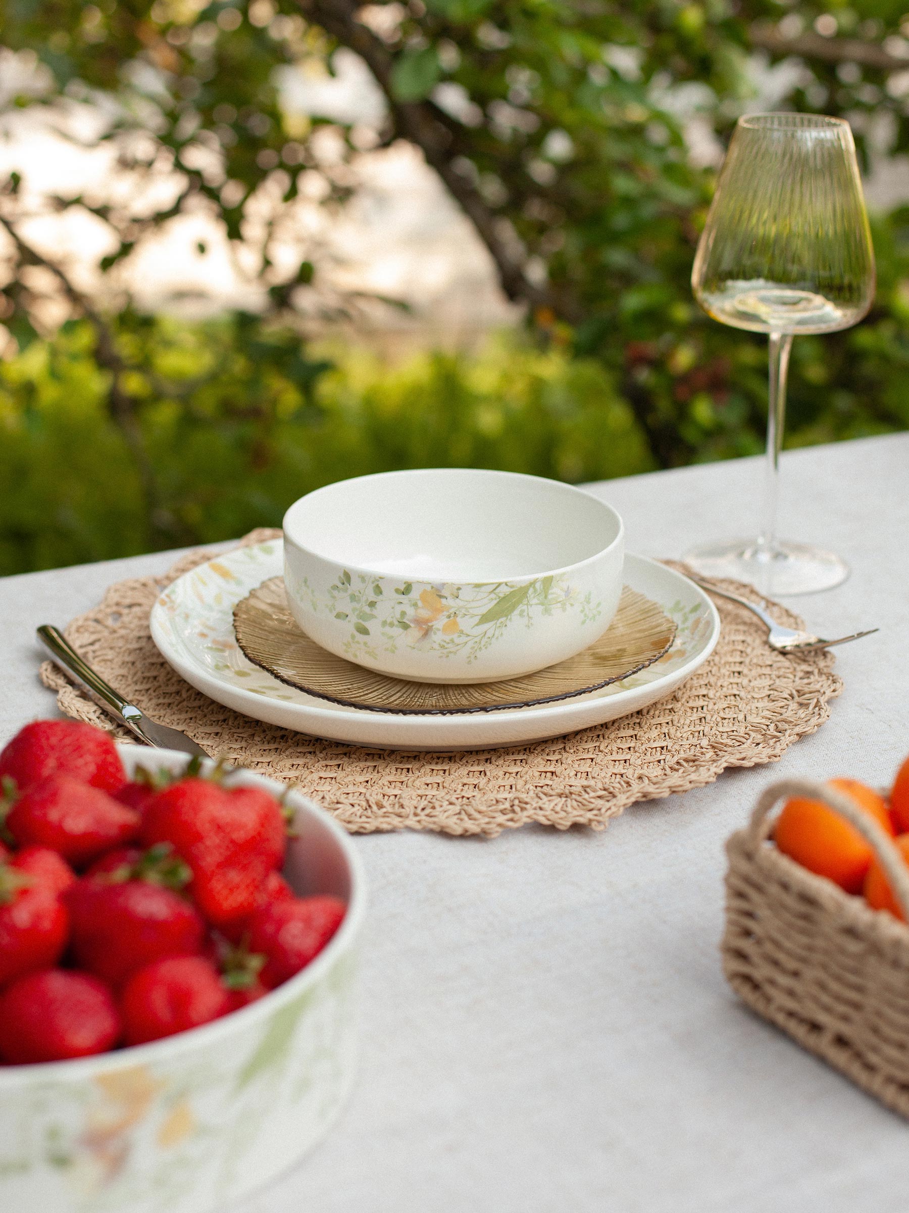 Salad bowl, 16x6 cm, 700 ml, porcelain N, white, Flowers and leaves, Floreale, image-5