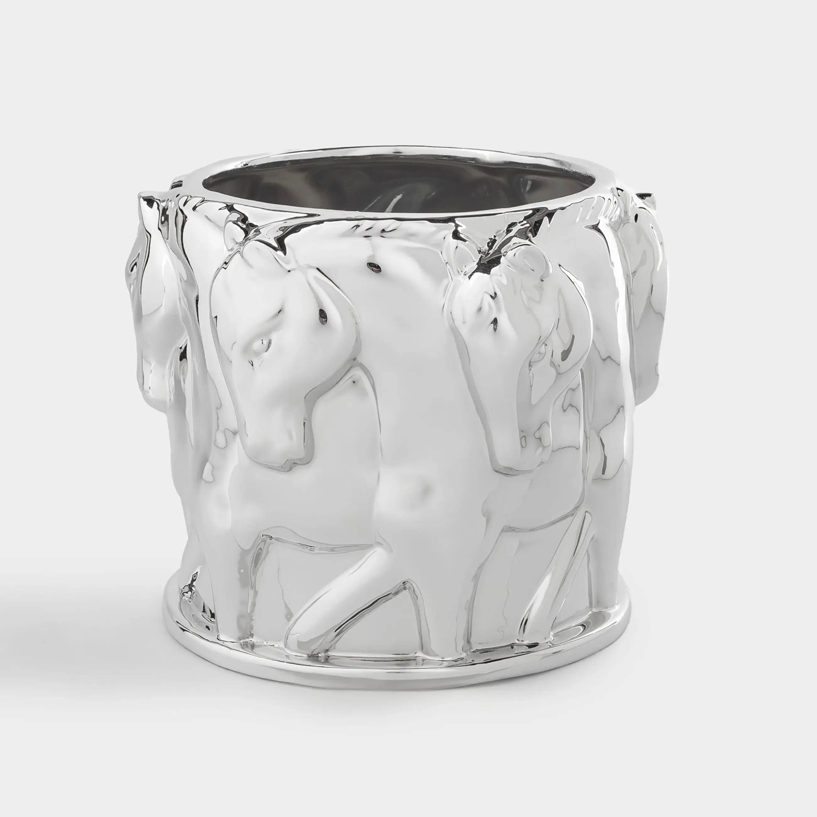 Planter, 13x14 cm, porcelain P, silver, Horses, Horse silver