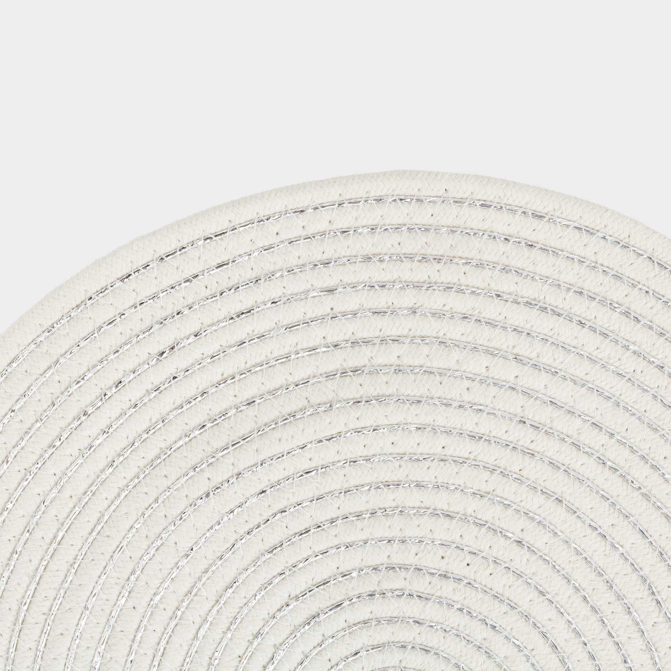 Placemat, 38 cm, polyester, round, white, Ropes