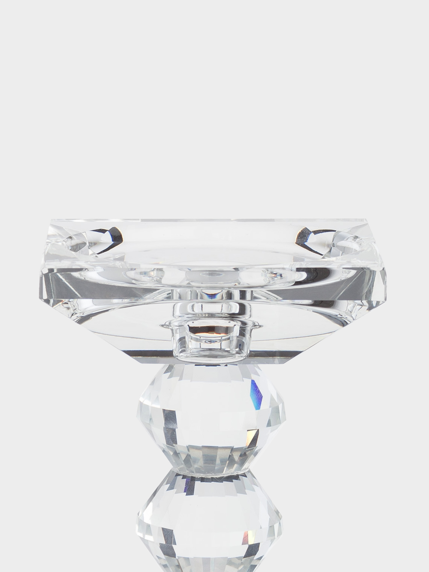 Candle holder, 15 cm, for cylindrical / thin candles, on a leg, glass, Lux crystal, image-4