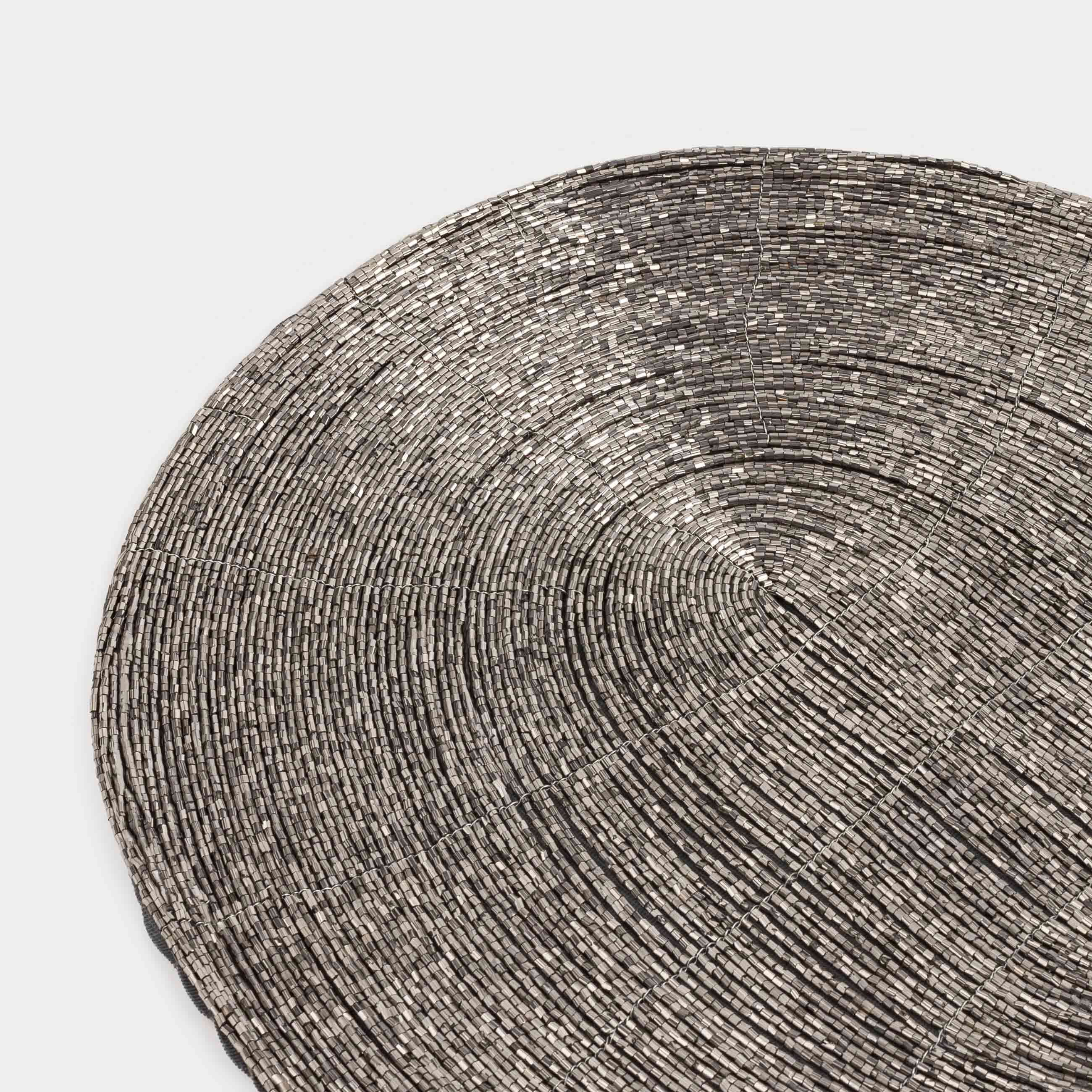 Napkin for appliances, 31x41 cm, beads, oval, dark gray, Shiny beads, image-0