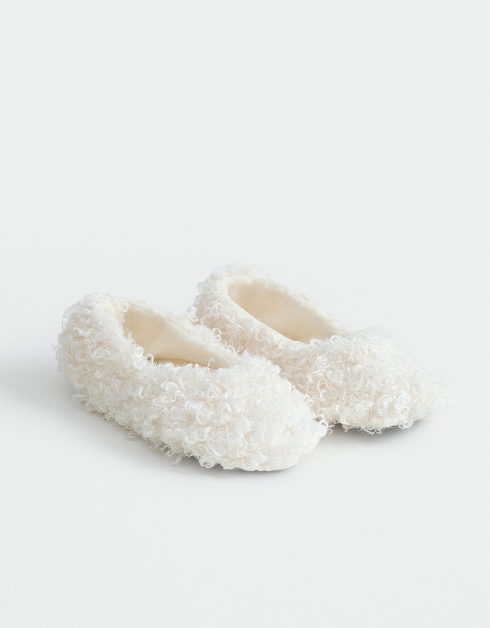 Women's slippers, homewear, size 36-37, artificial fur, milky, Curled, image-4